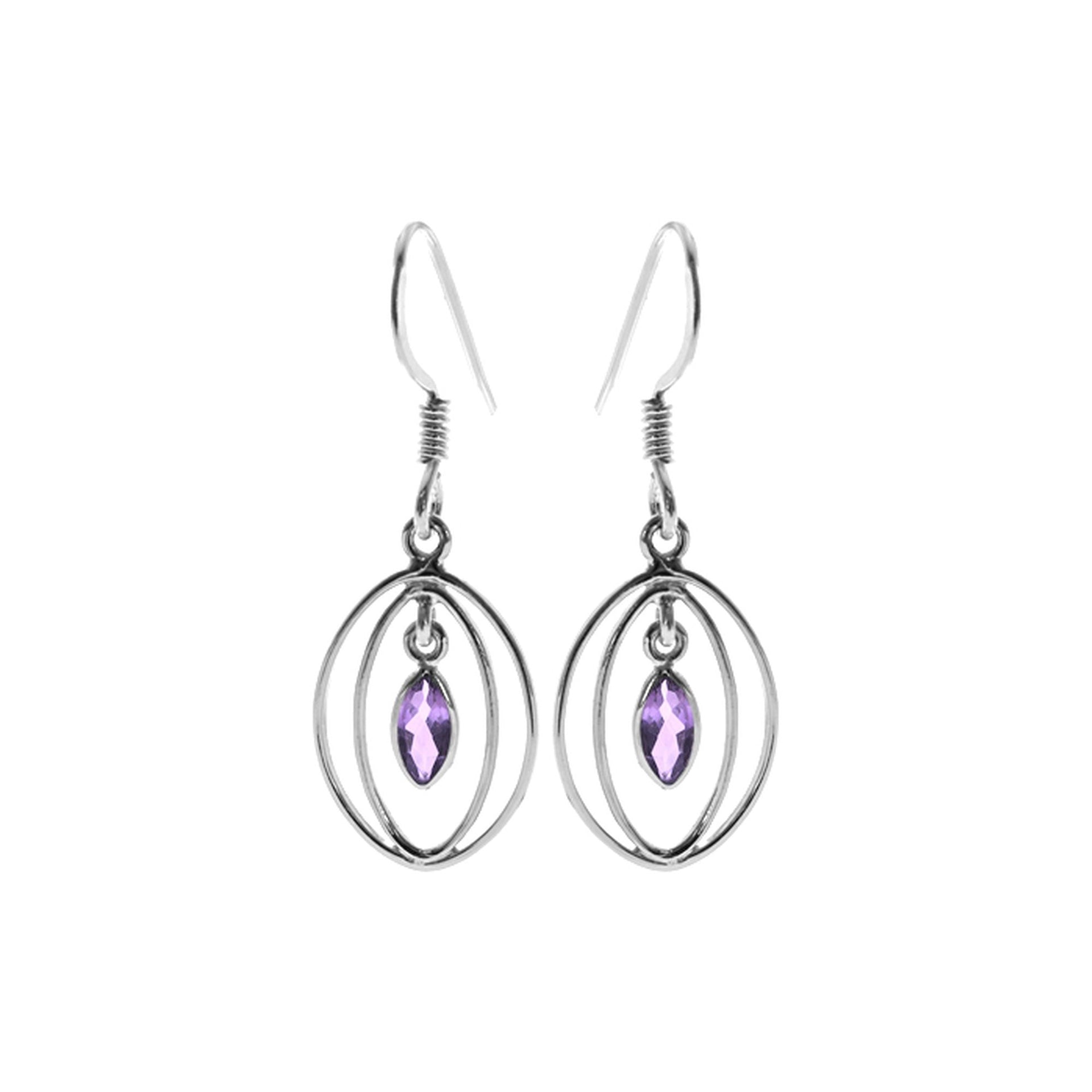 Ivy double oval amethyst earrings