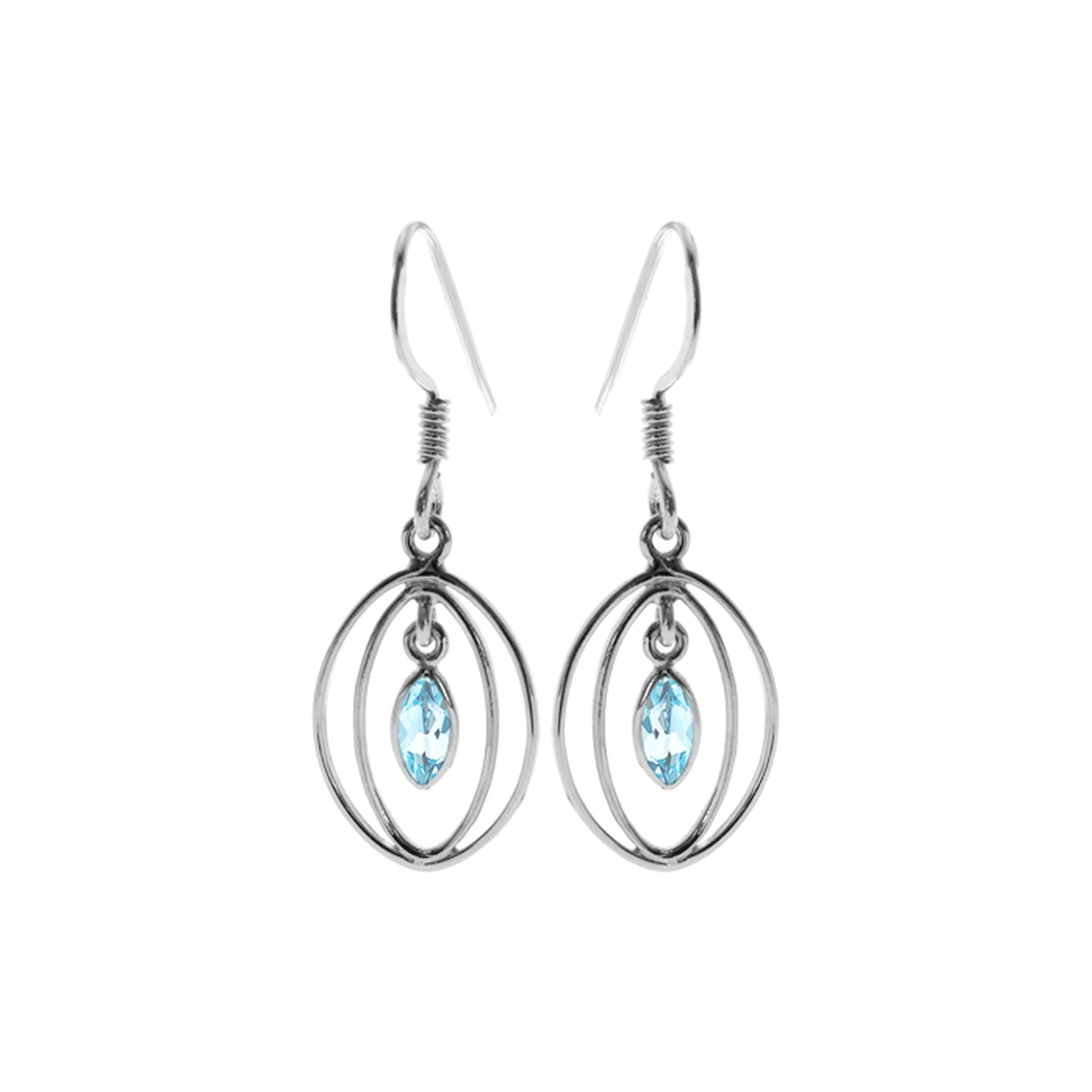 Ivy double oval blue topaz earrings