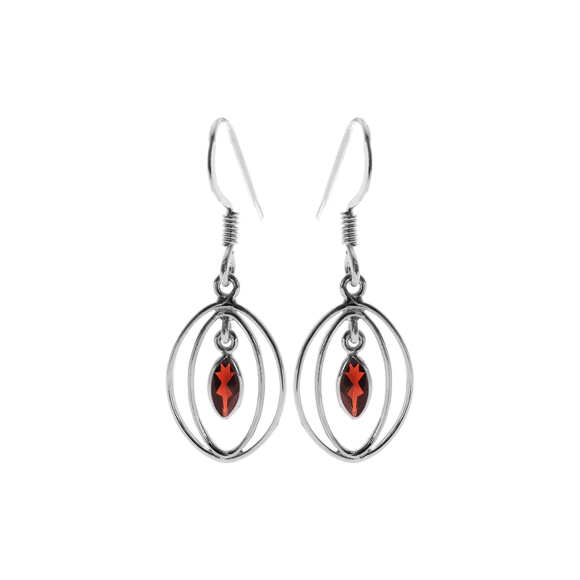 Ivy double oval garnet earrings