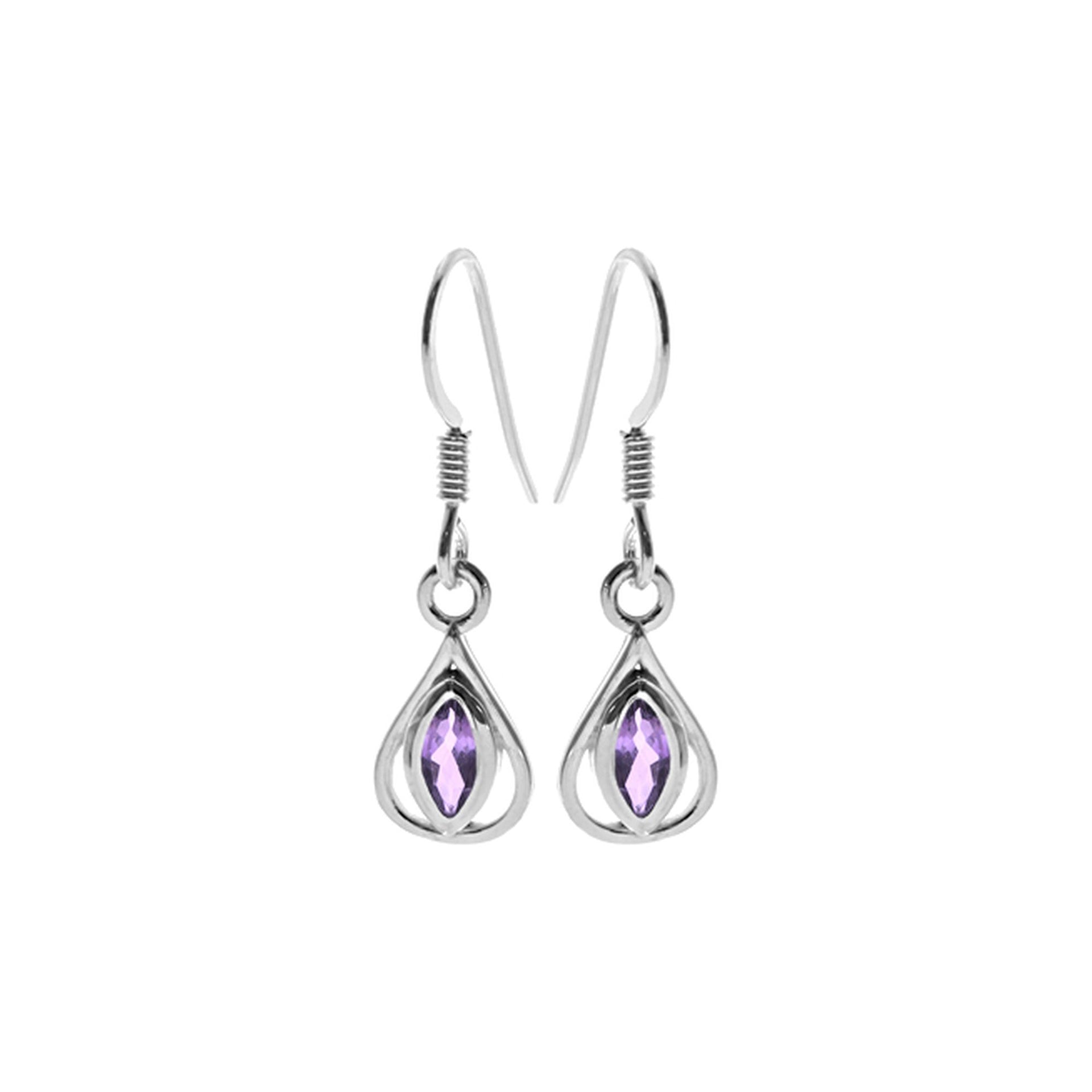 Bridget simple teardrop amethyst earrings