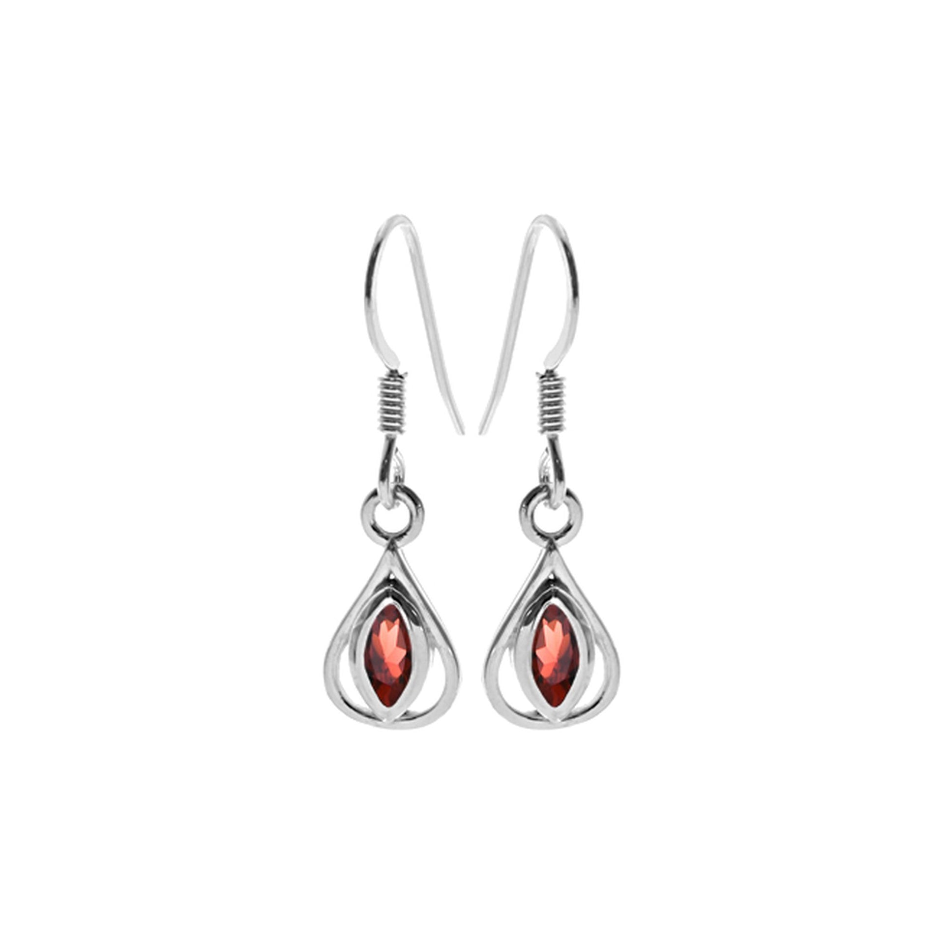 Bridget simple teardrop garnet earrings