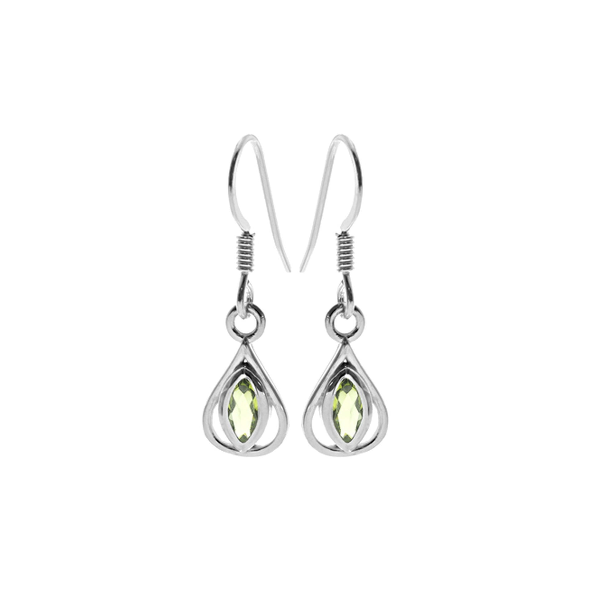 Bridget simple teardrop peridot earrings