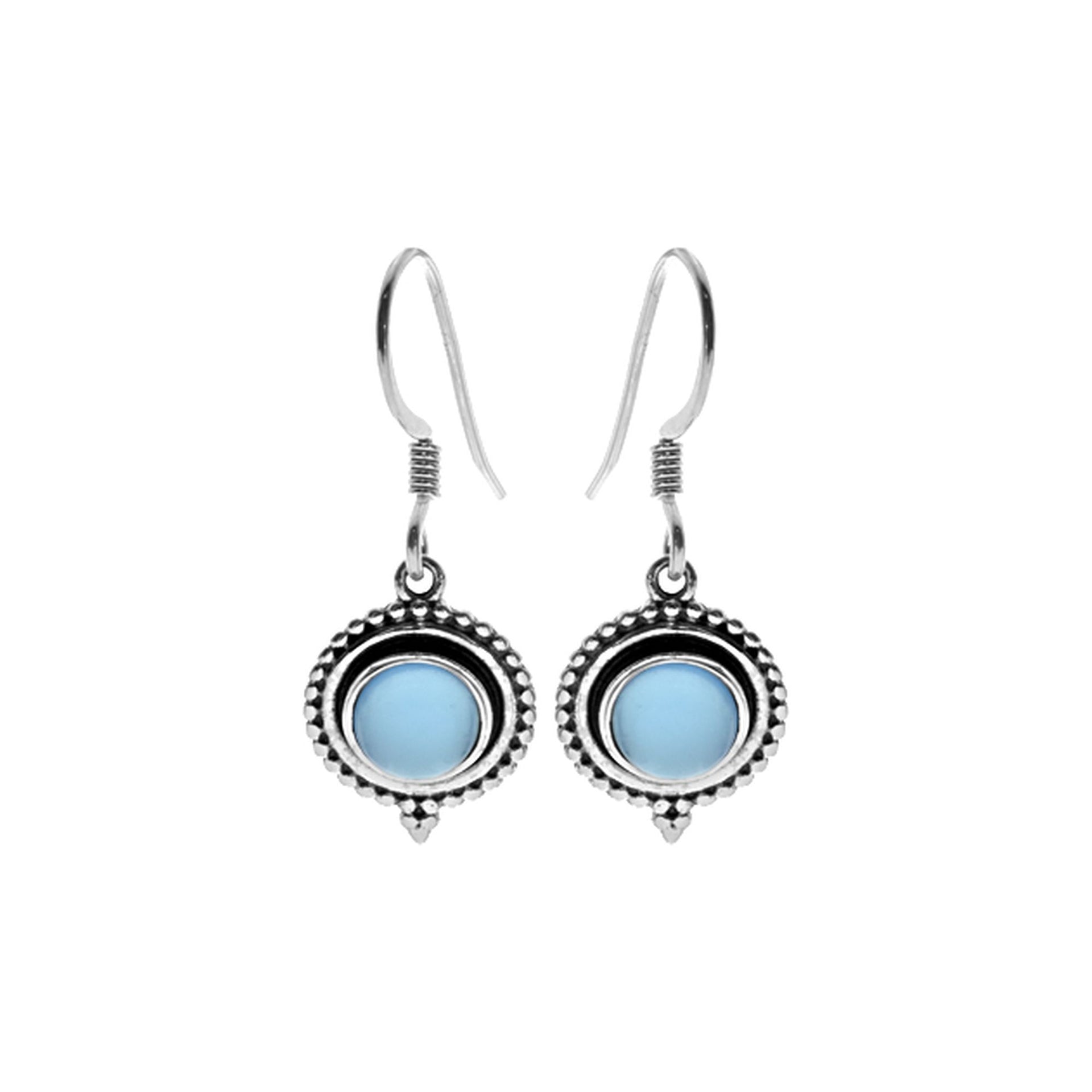 Isla oxidised surround blue chalcedony drops