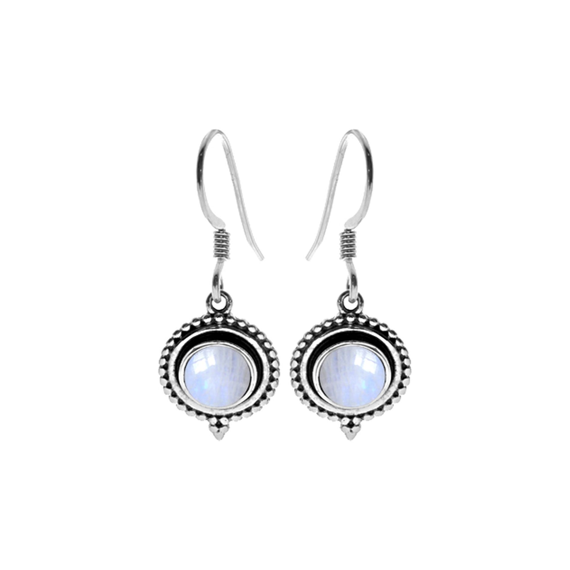 Isla oxidised surround rainbow moonstone drops