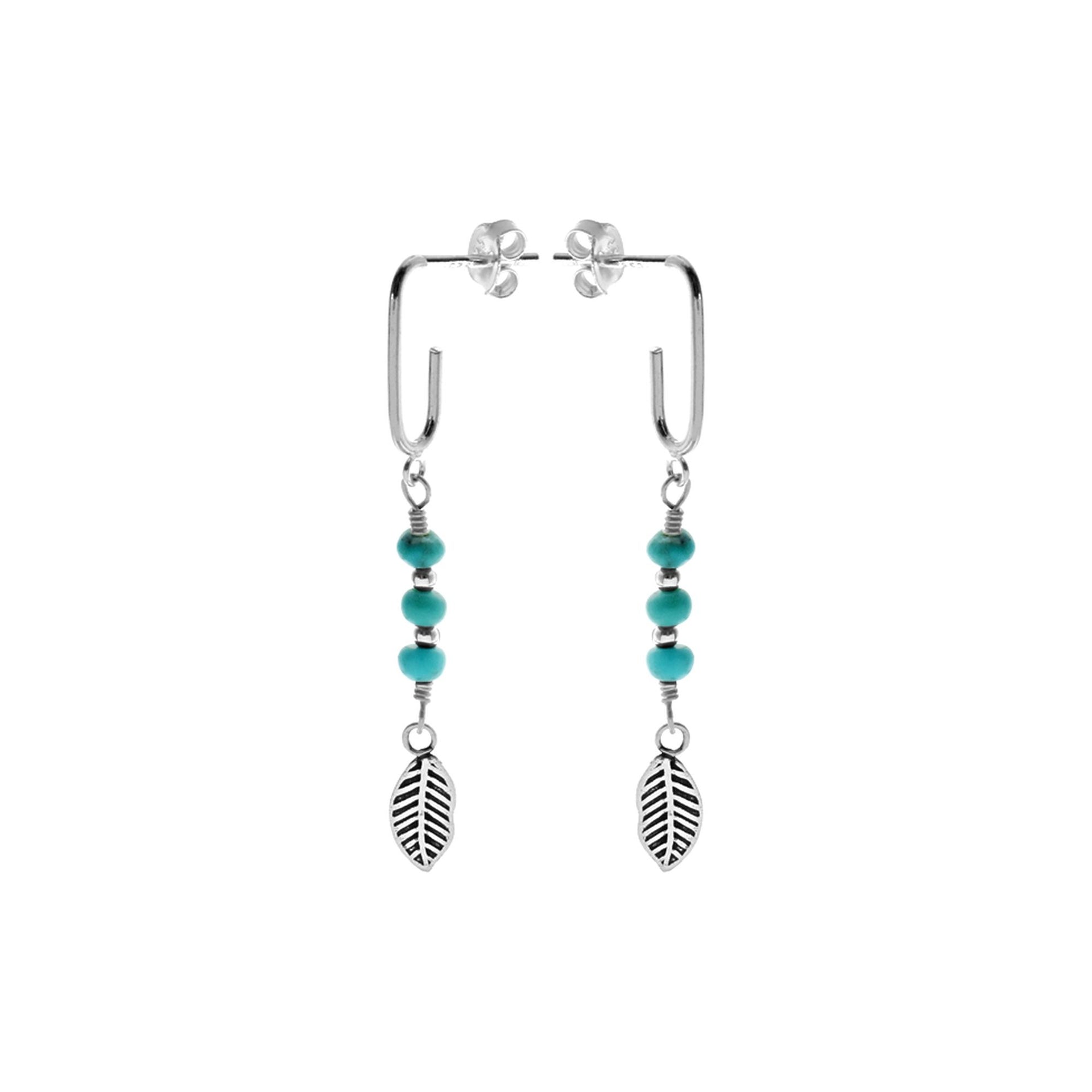 Zora turquoise and feather dangly studs