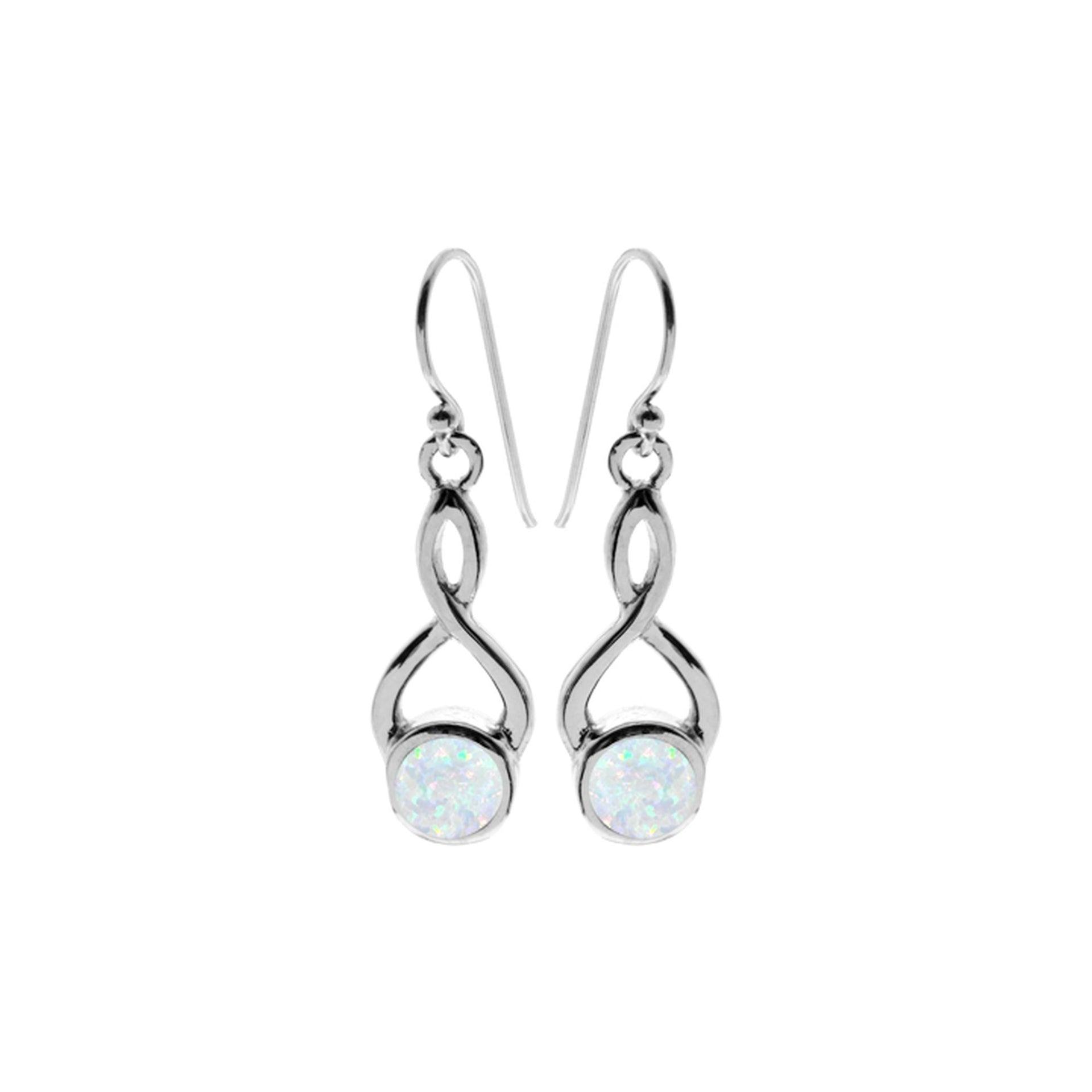 Antoinette round white opalique twist earrings