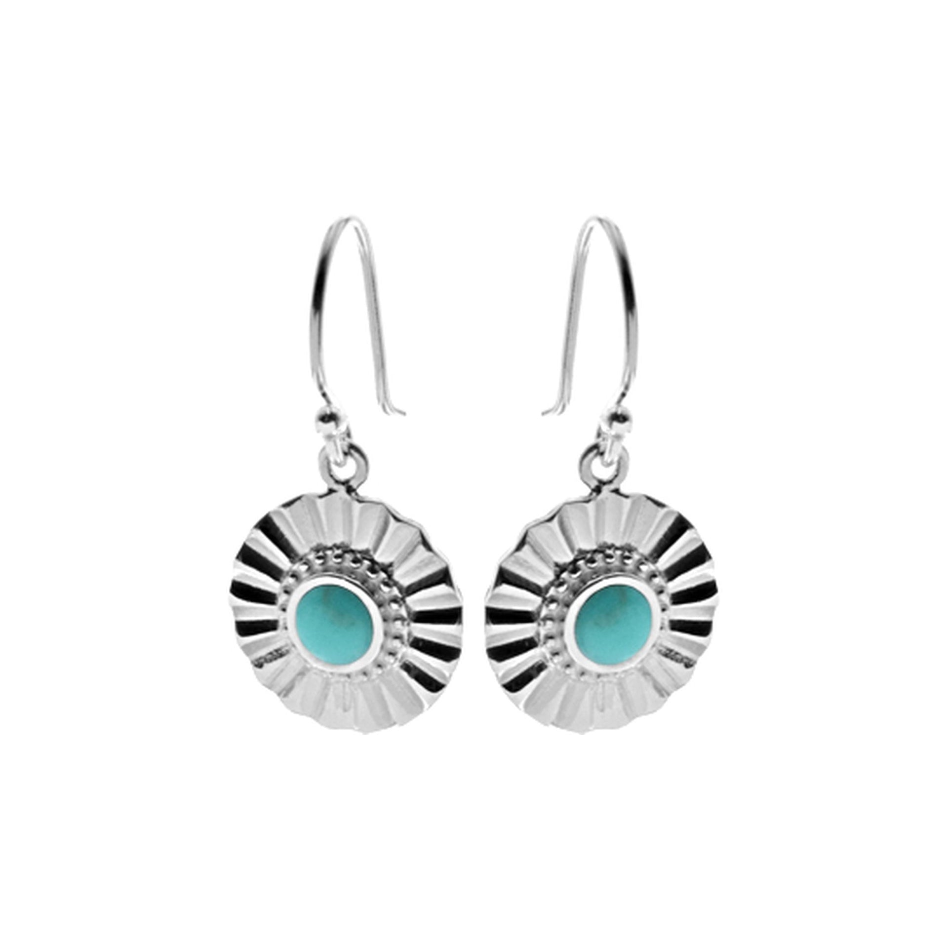 Bronwen round fan turquoise earrings
