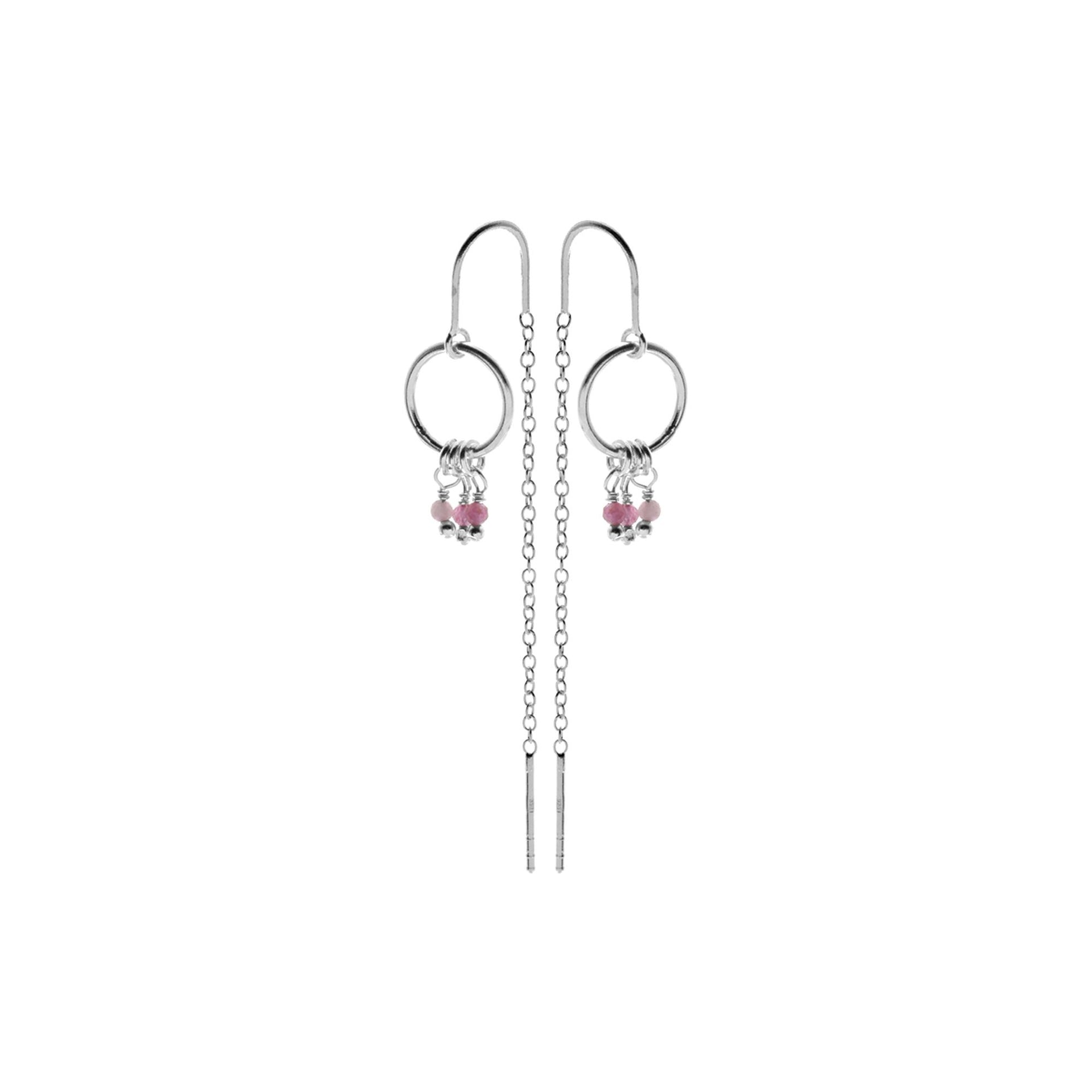 Avianna pink tourmaline charms pull through earrings