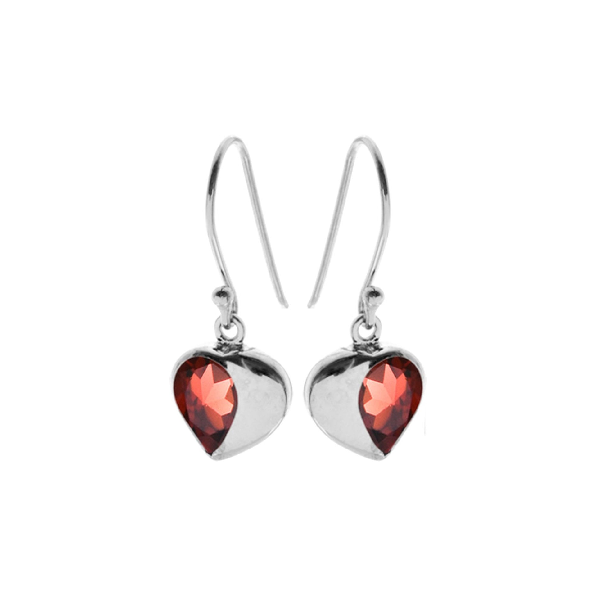 Lola half garnet heart earrings