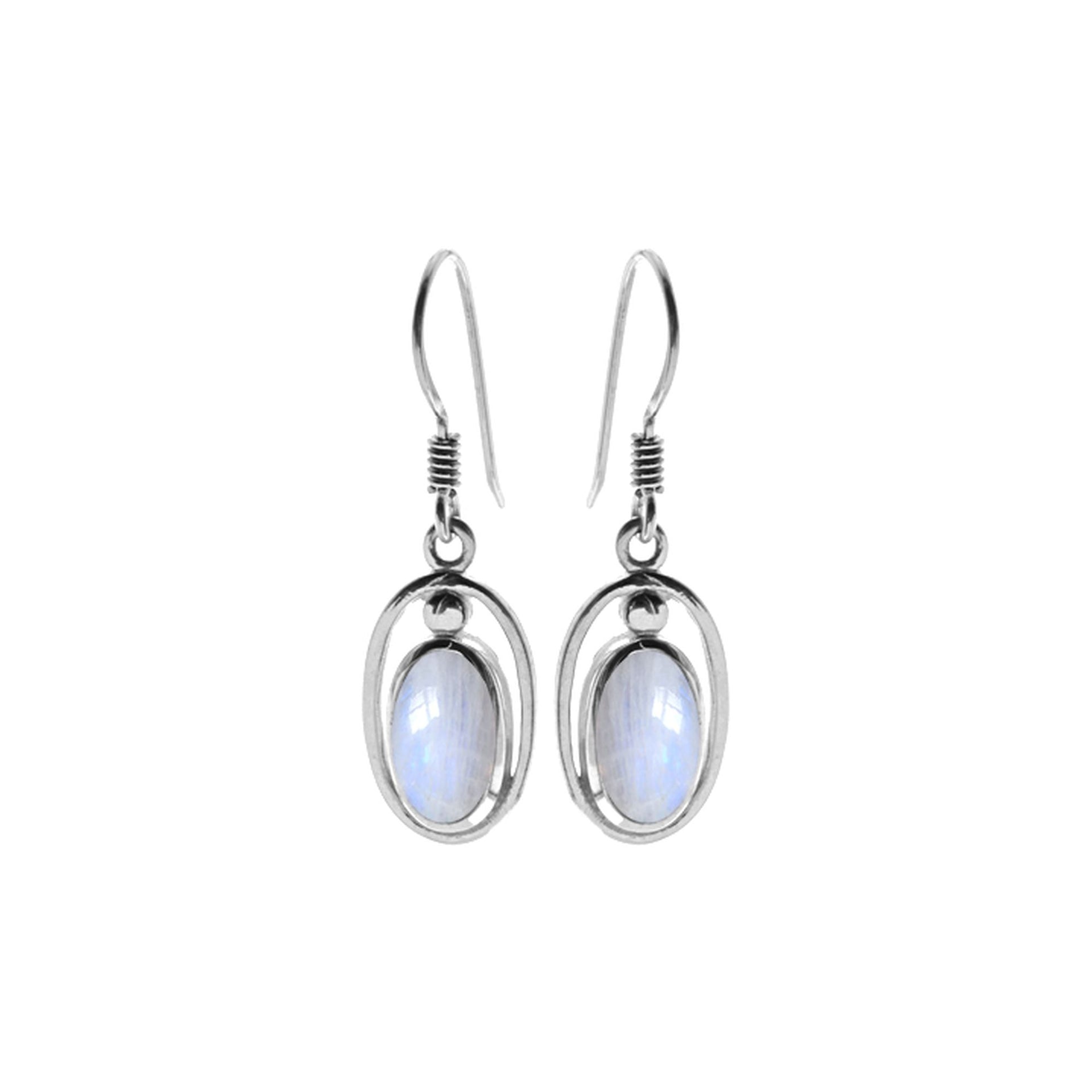 Amy framed rainbow moonstone earrings