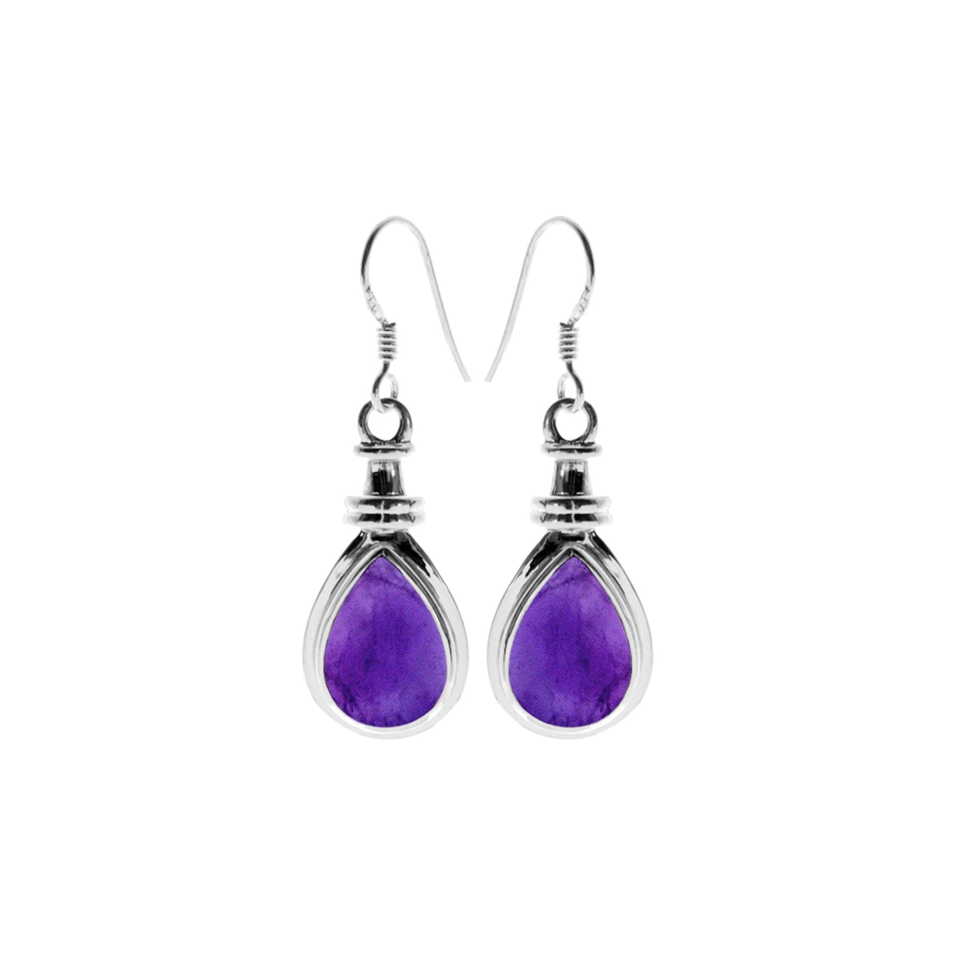 Samira wide collet amethyst teardrop earrings