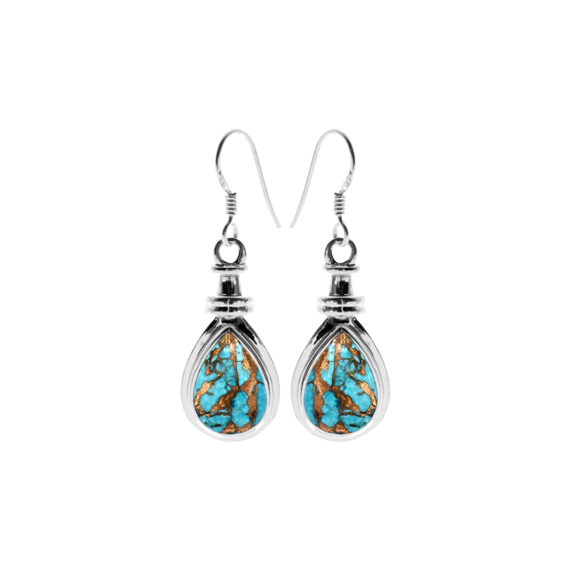 Samira wide collet blue mohave teardrop earrings