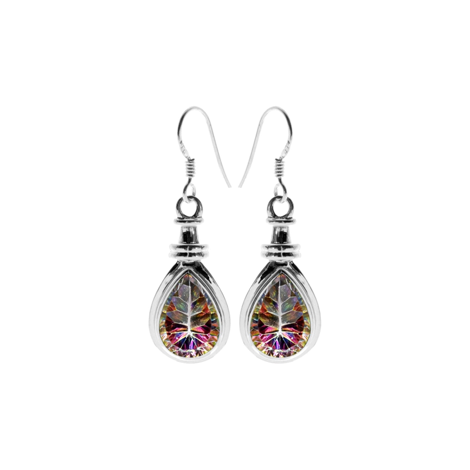 Samira wide collet light mystic topaz teardrop earrings
