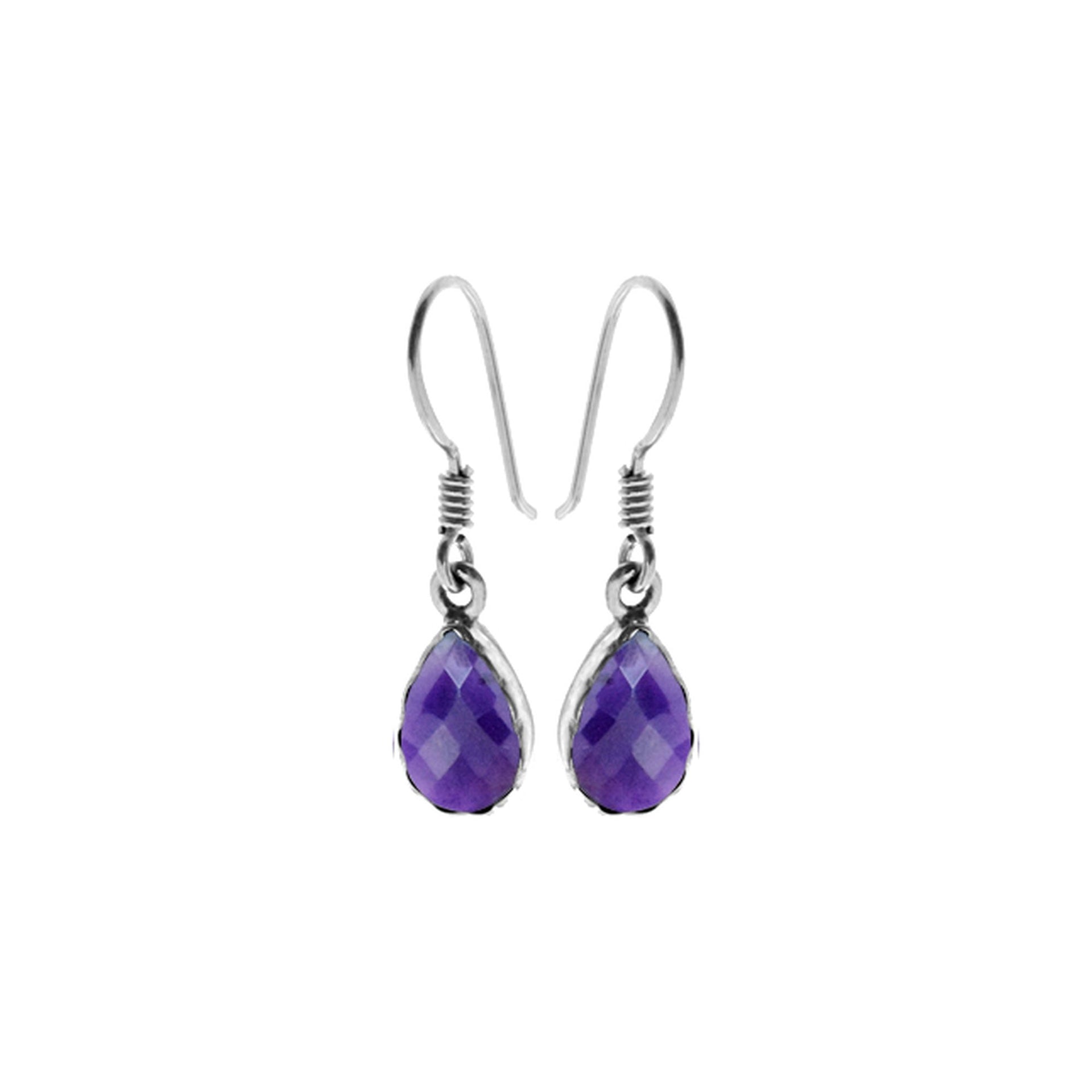 Samira chequered amethyst teardrop earrings