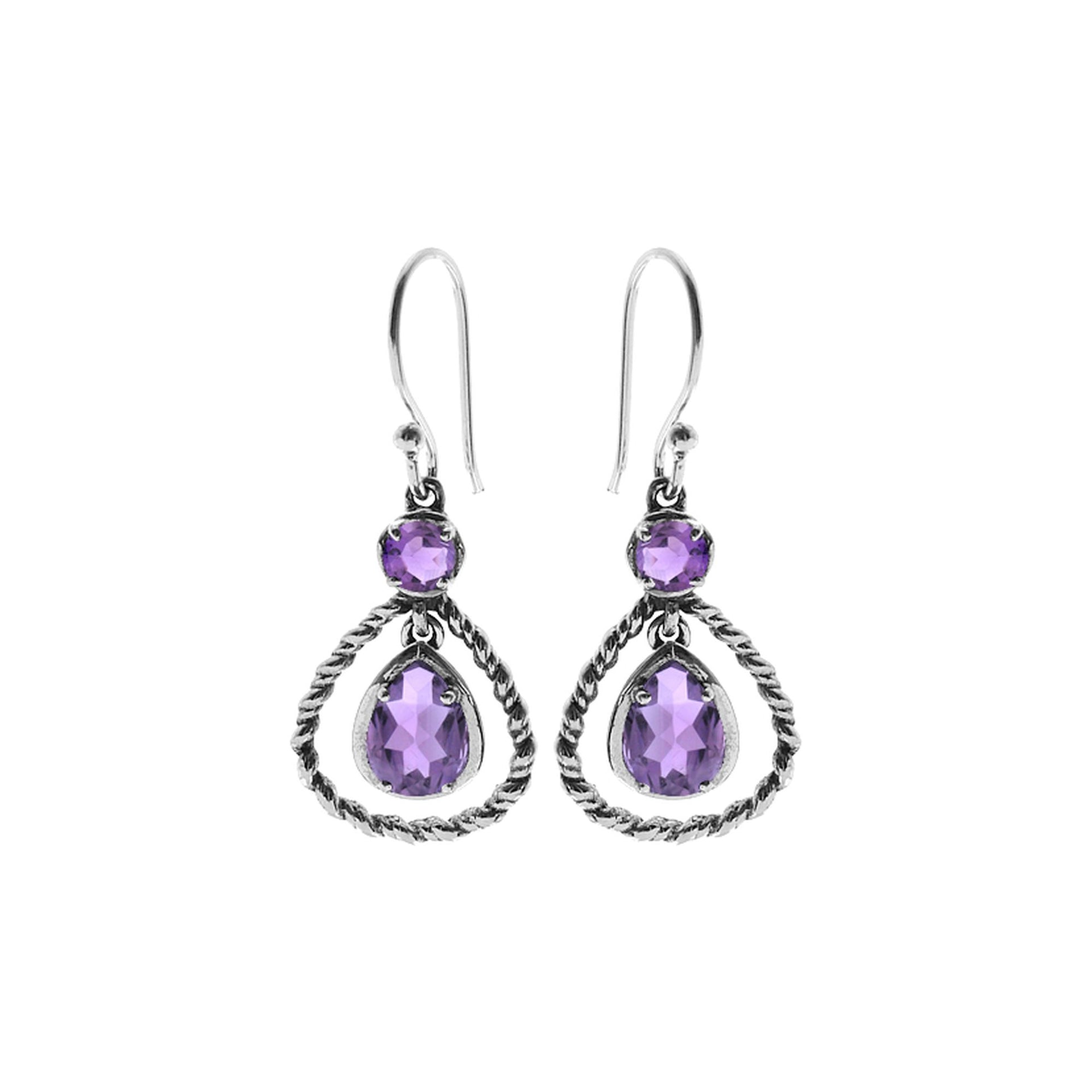 Lola rope effect teardrop earrings with amethyst