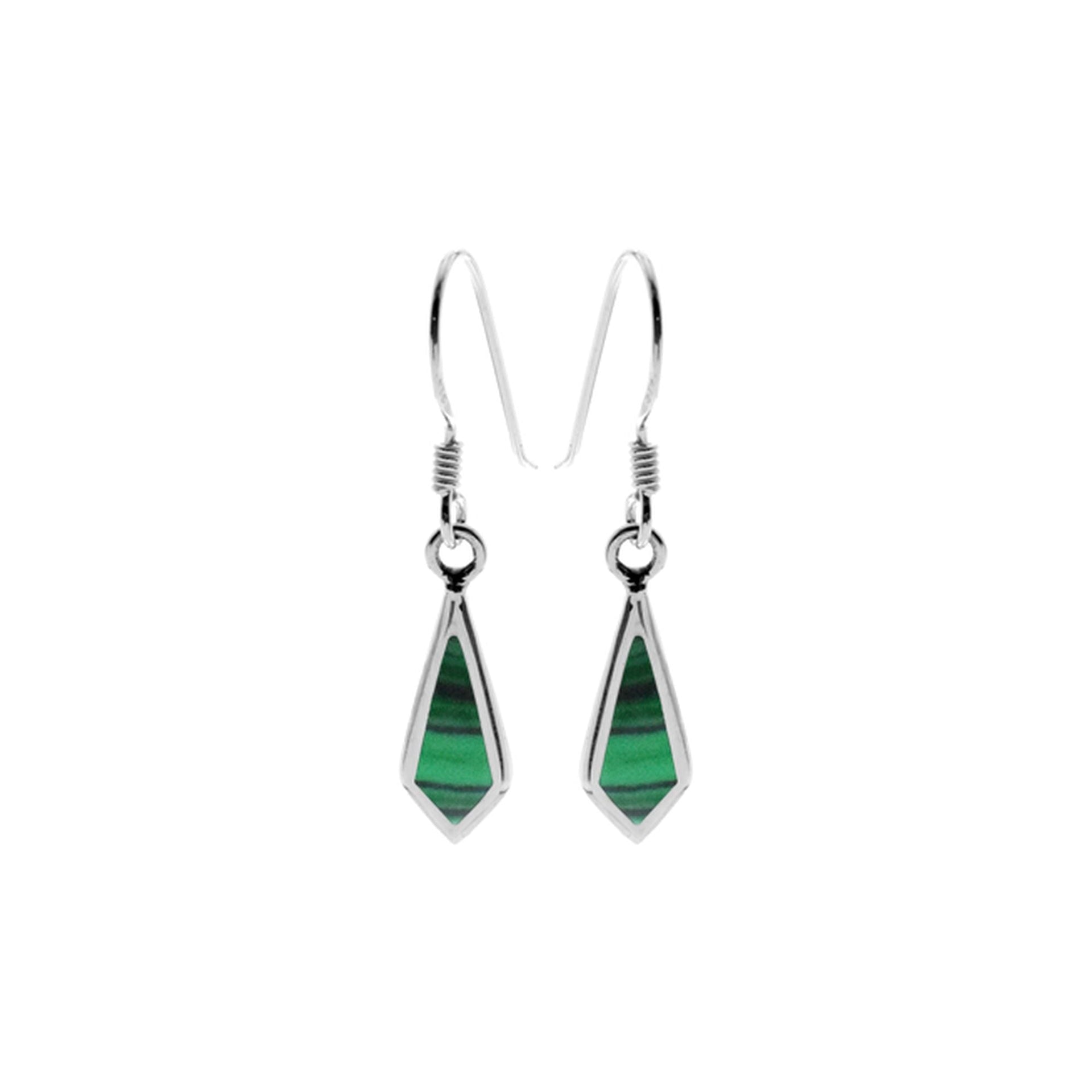 Smile dart-shaped malachite earrings
