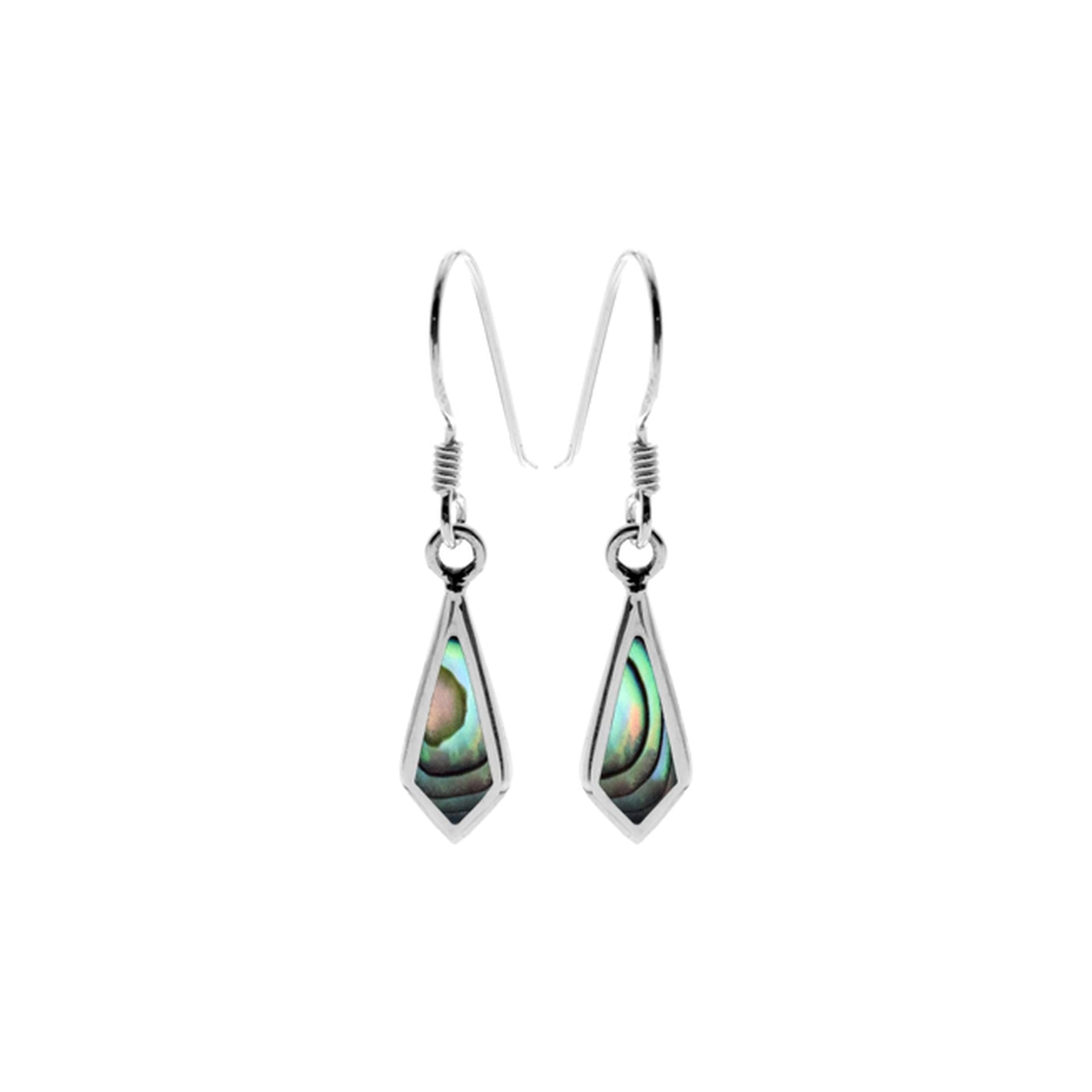 Smile dart-shaped paua shell earrings