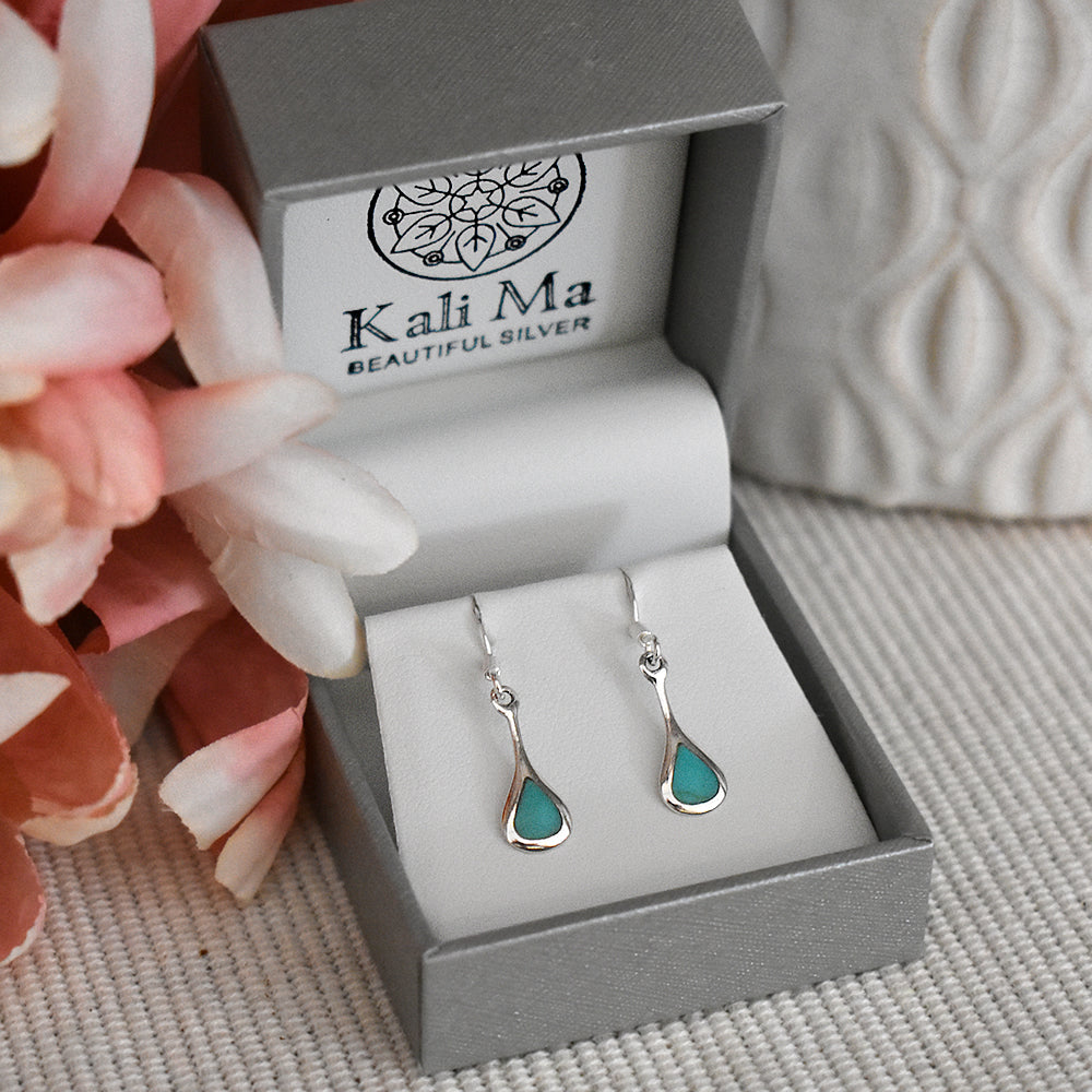 Smile extended turquoise teardrop earrings