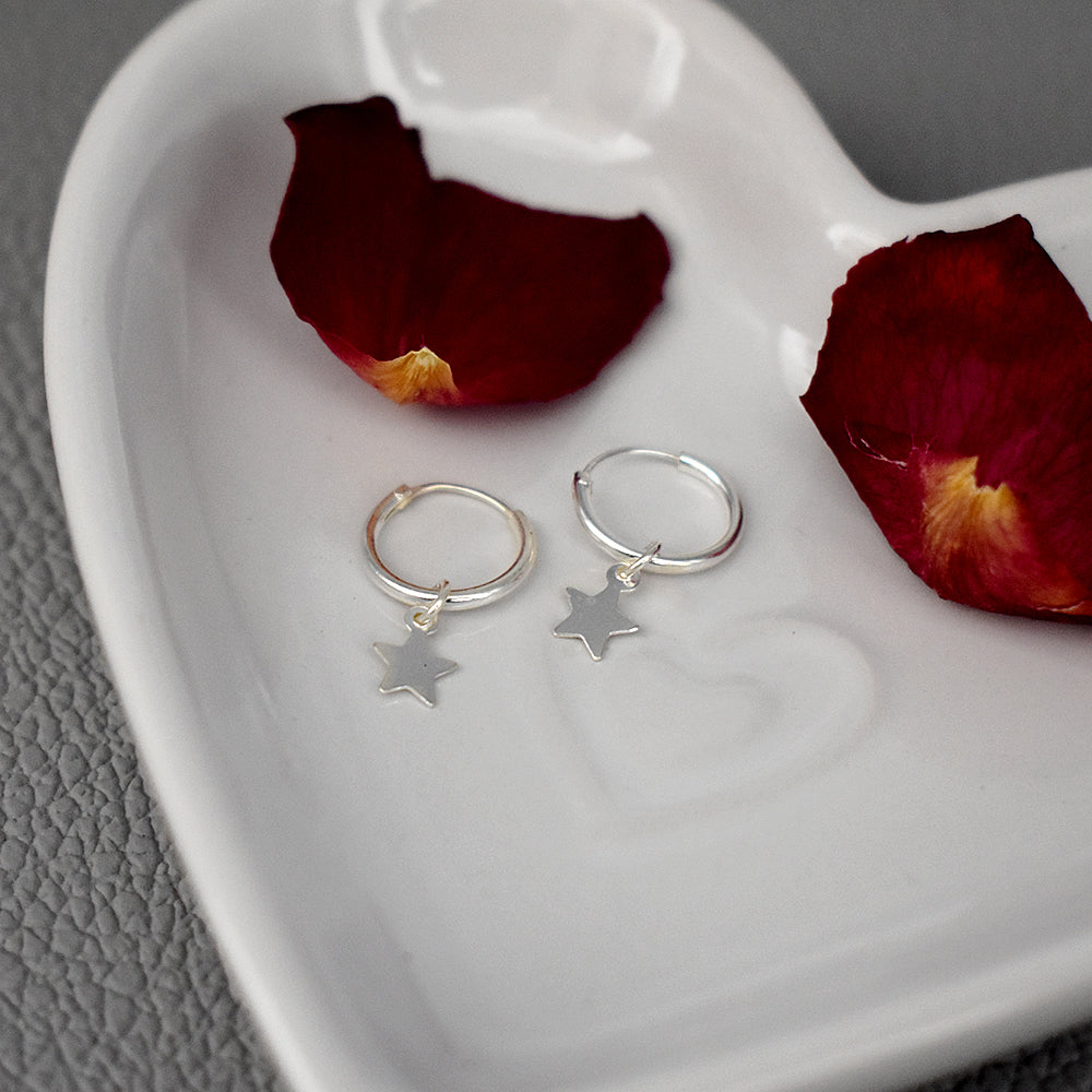 Smile hoop earrings with star charm