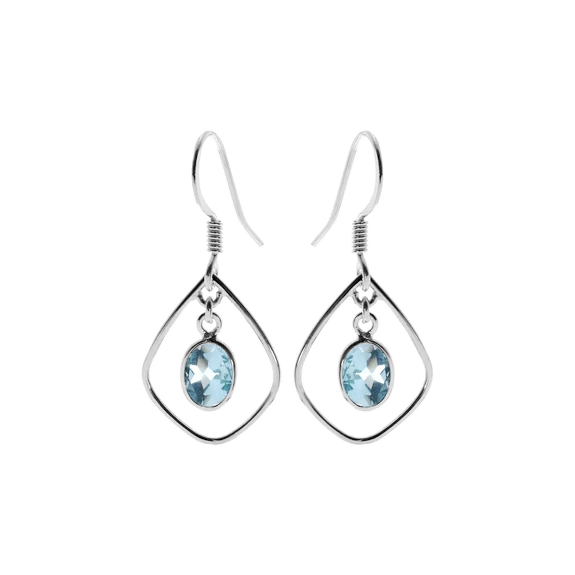 Ivy soft kite blue topaz earrings
