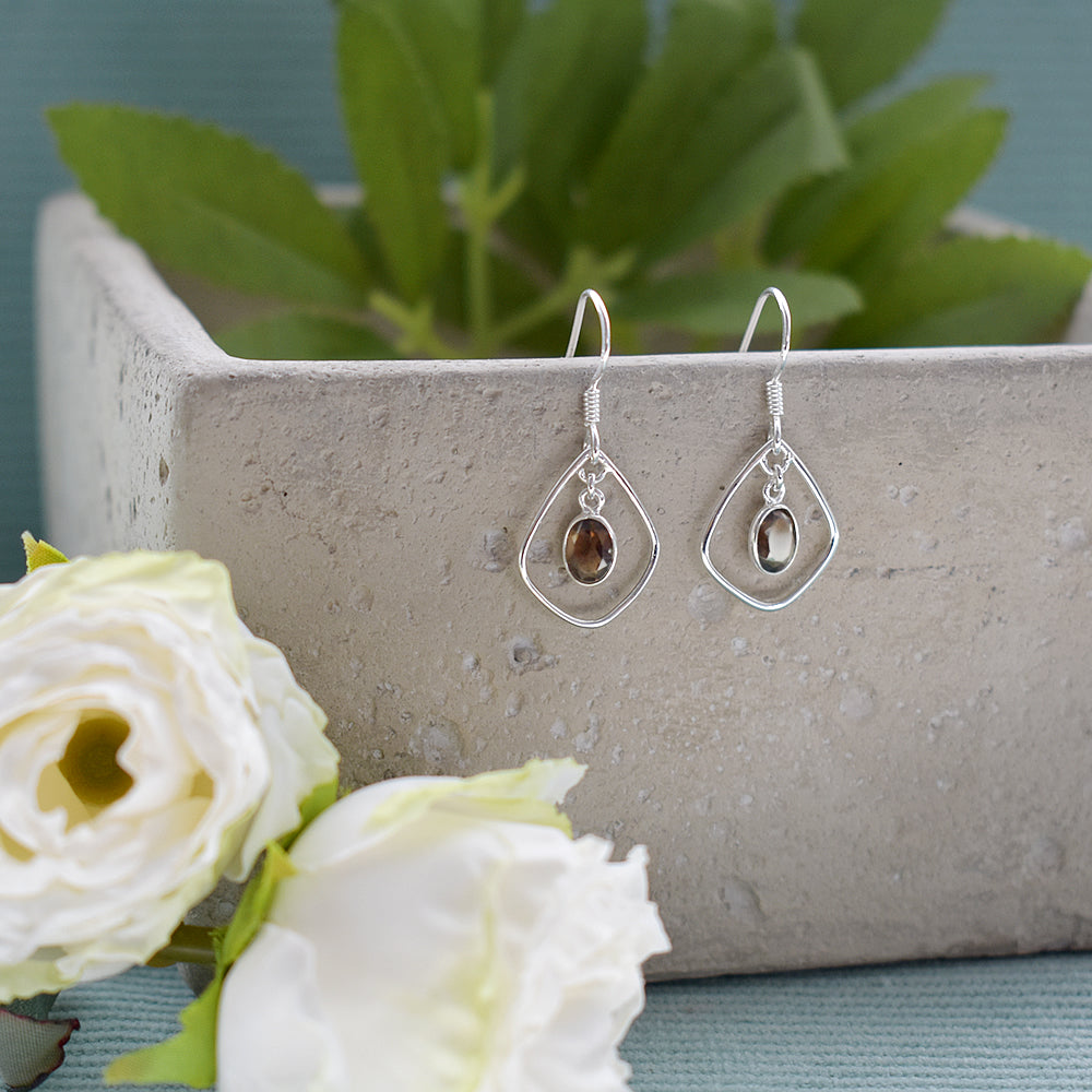 Ivy soft kite smokey quartz earrings