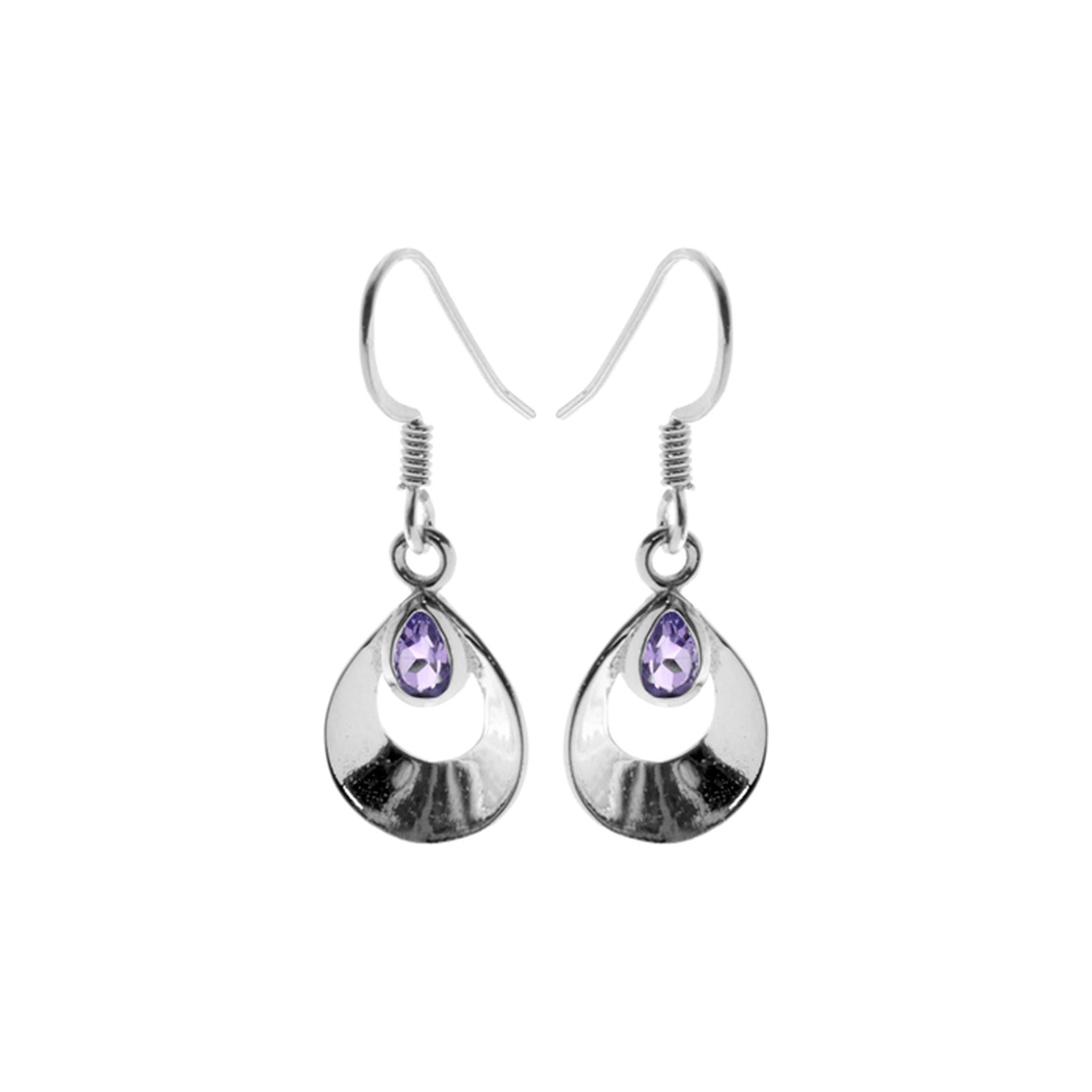 Amy tapered teardrop amethyst earrings