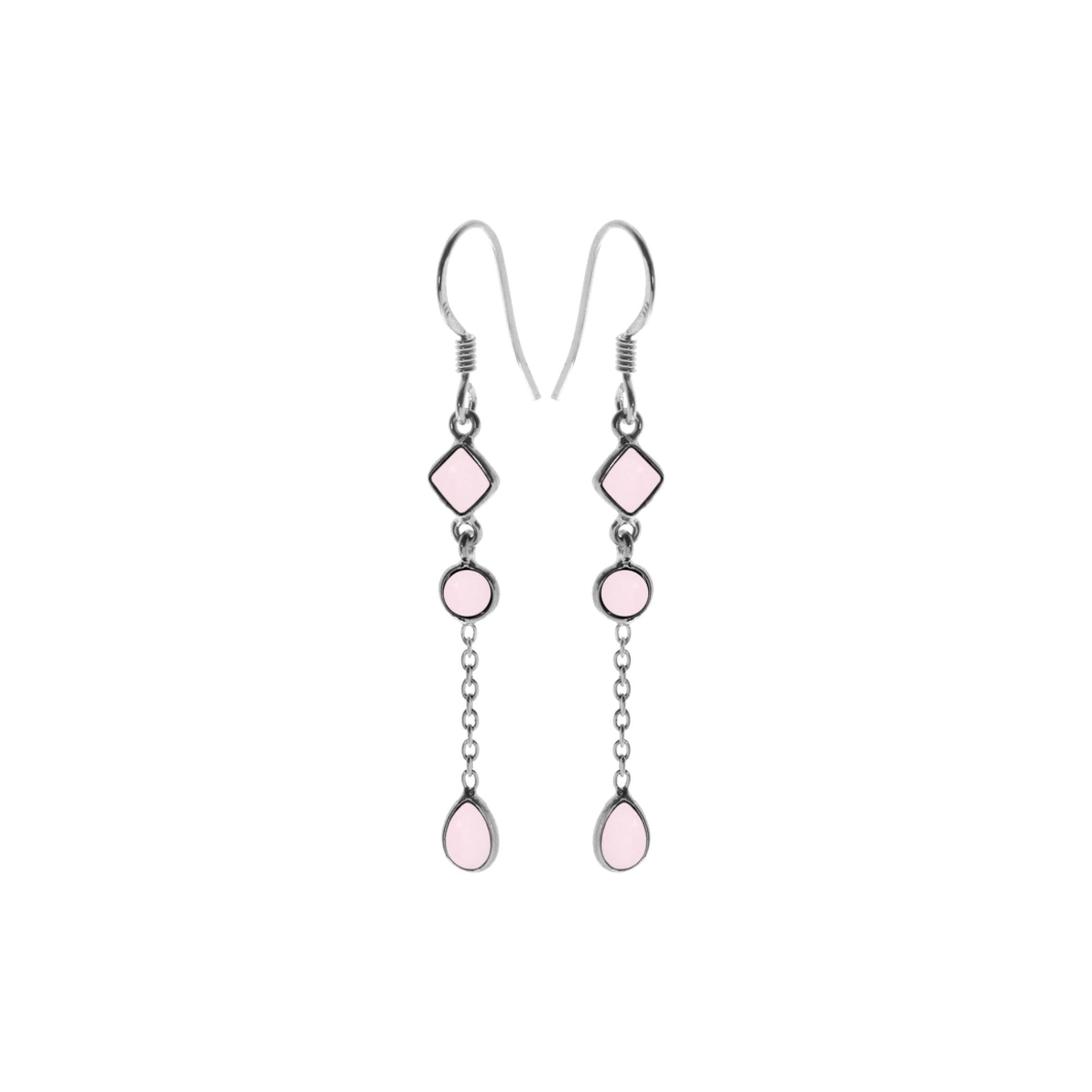 Bridget chain mix rose quartz earrings