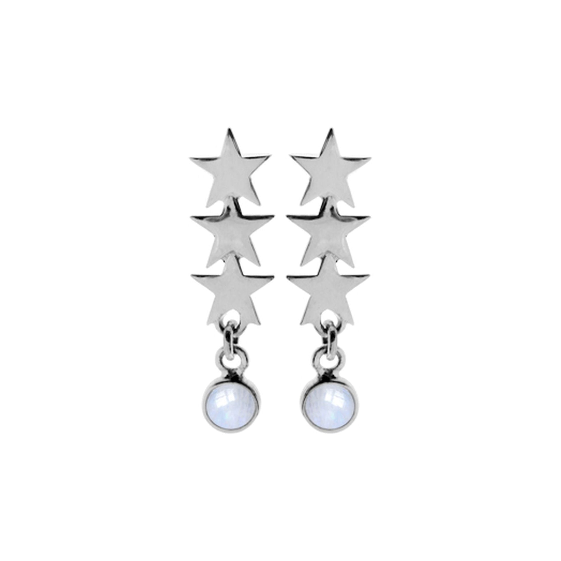 Tilly cascading stars with round rainbow moonstone earrings