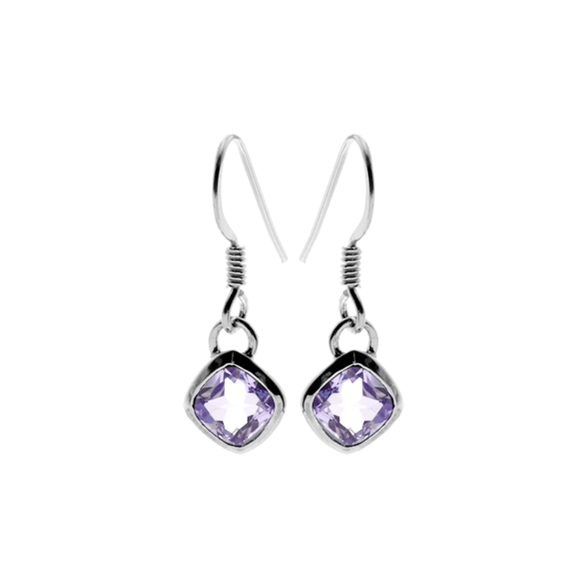 Samira squircle drop faceted amethyst earrings