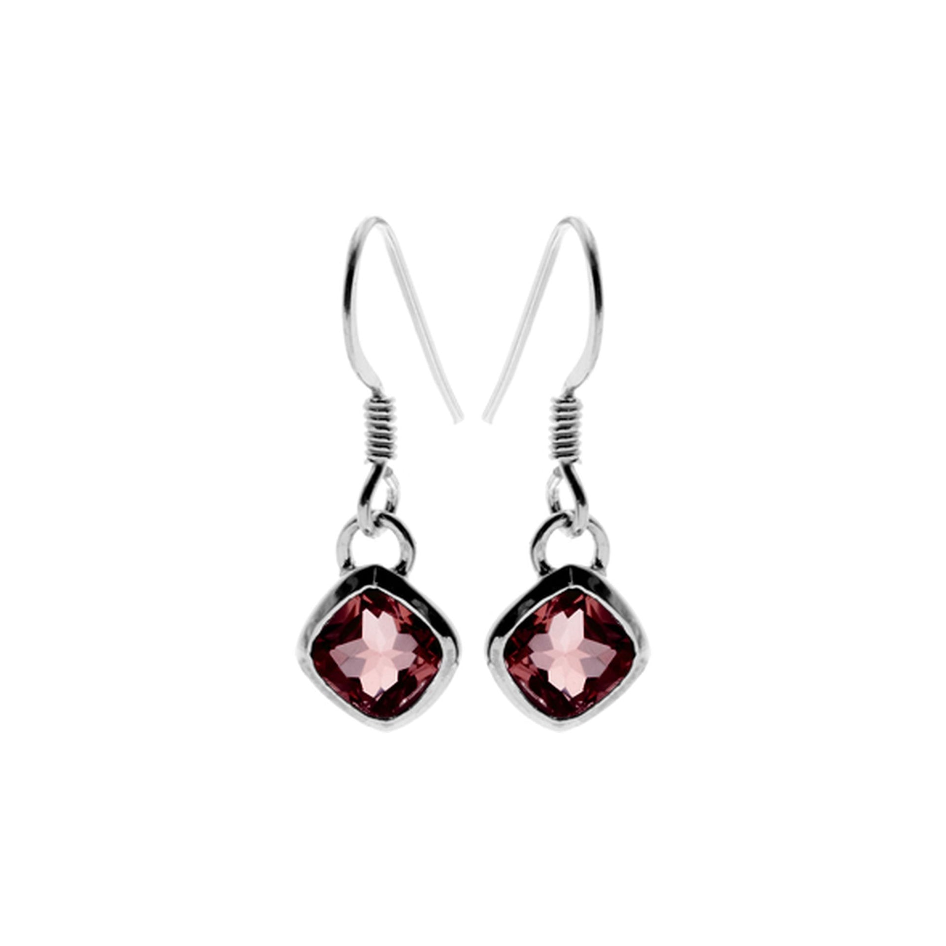 Samira squircle drop faceted garnet earrings