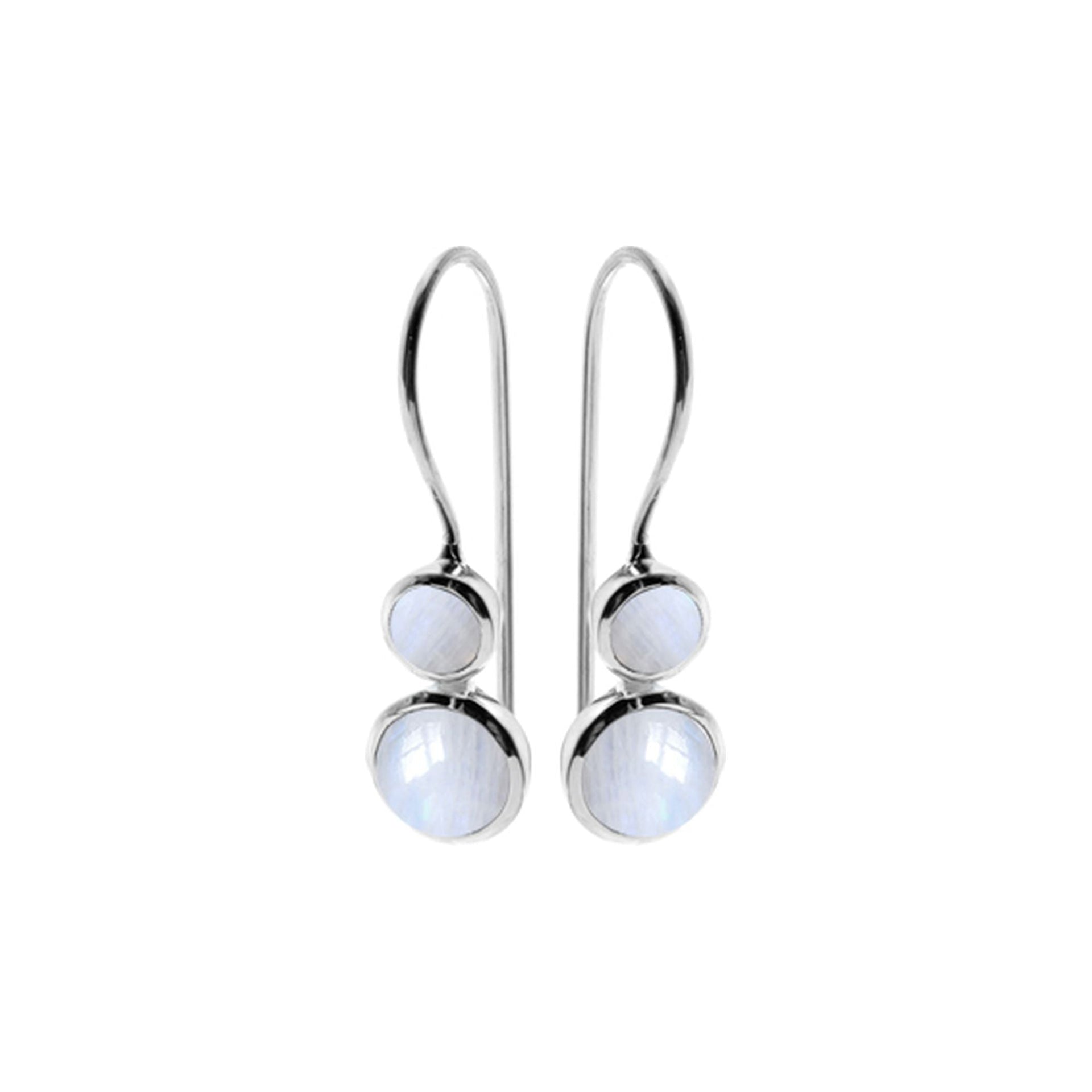 Samira double round rainbow moonstone earrings