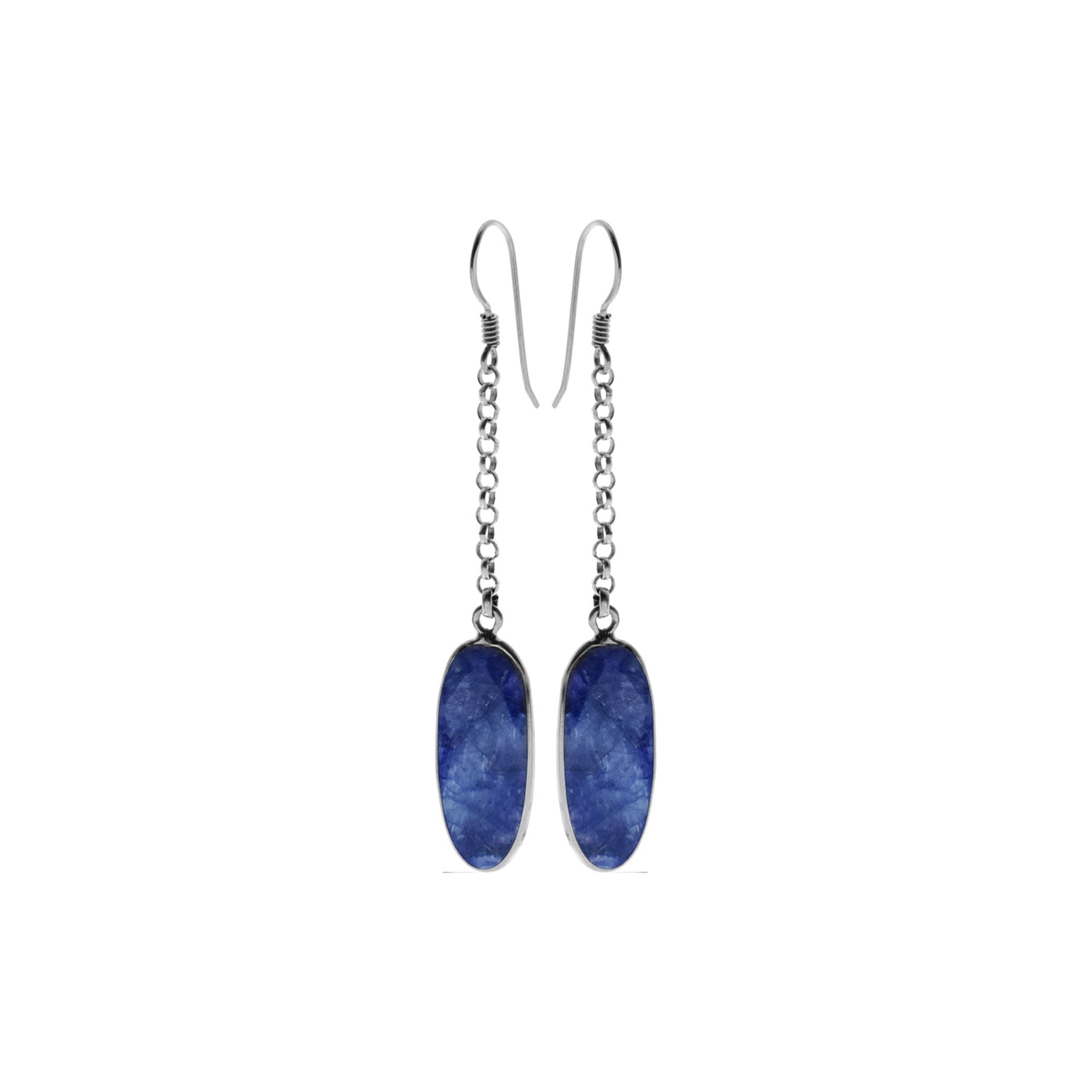 Chloe dangly oval sapphire quartz earrings