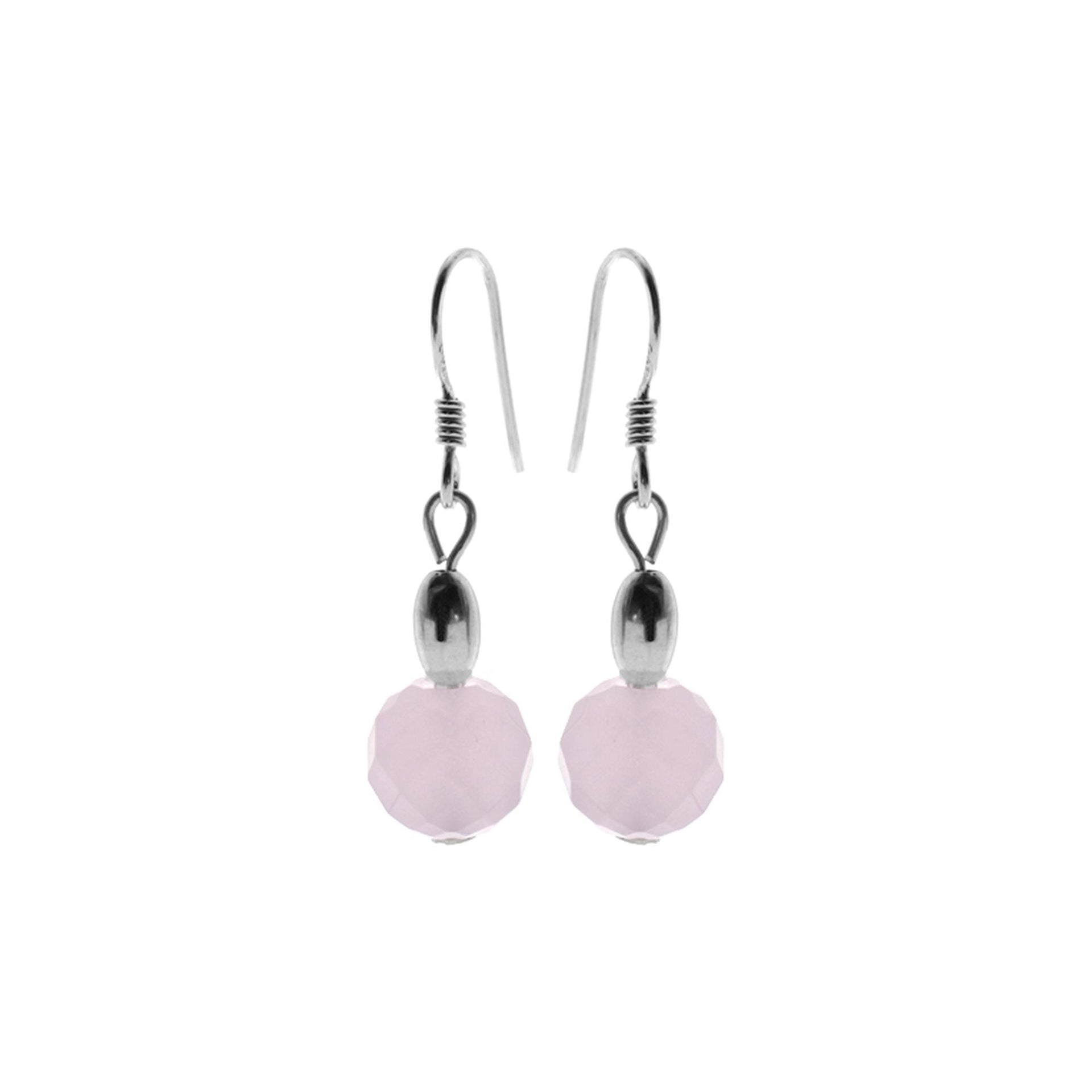 Chloe chequer-cut rose quartz orb earrings