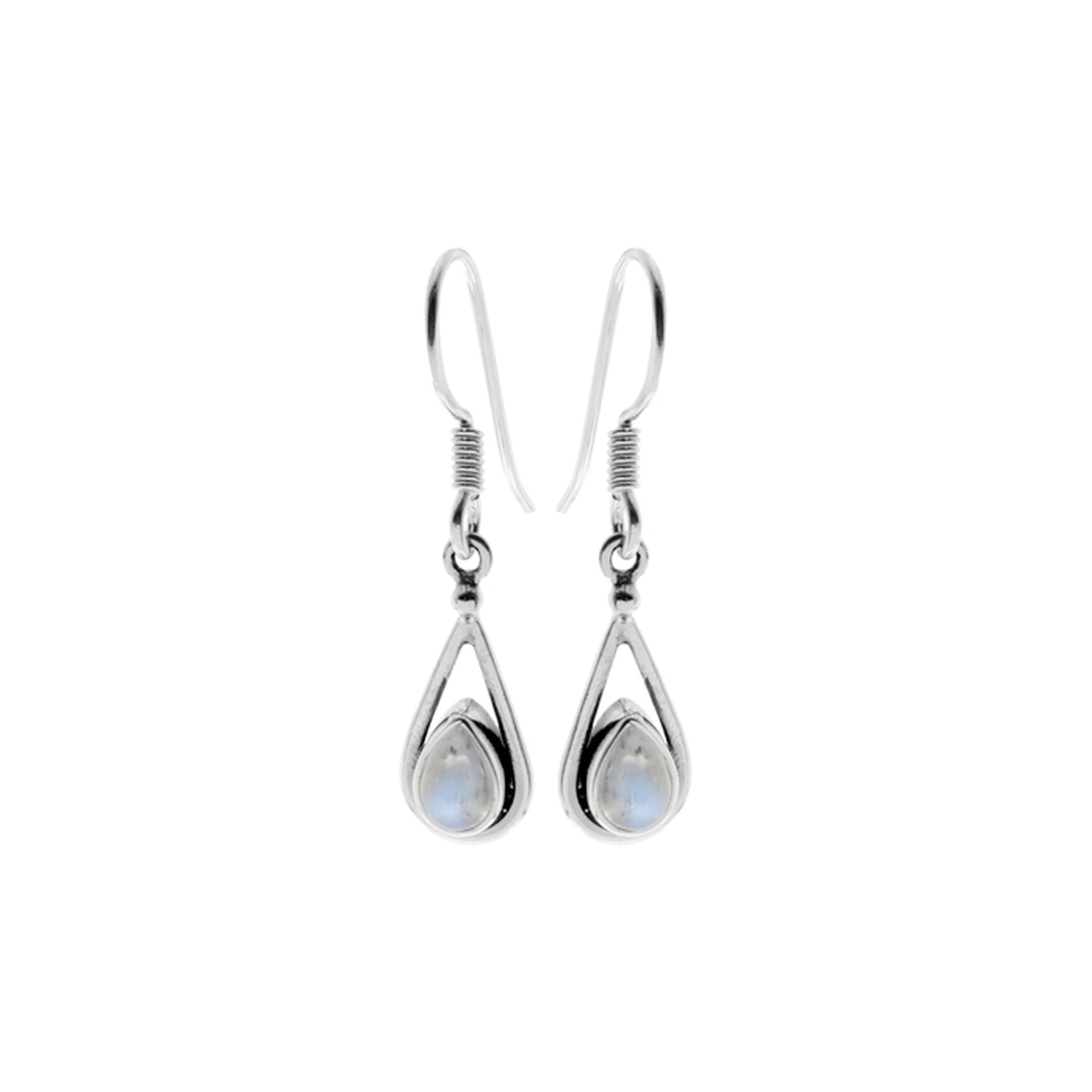 Bridget open teardrop rainbow moonstone earrings