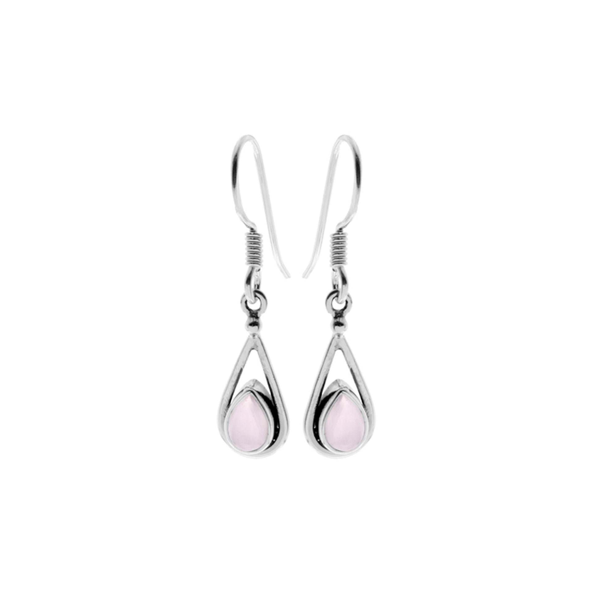 Bridget open teardrop rose quartz earrings