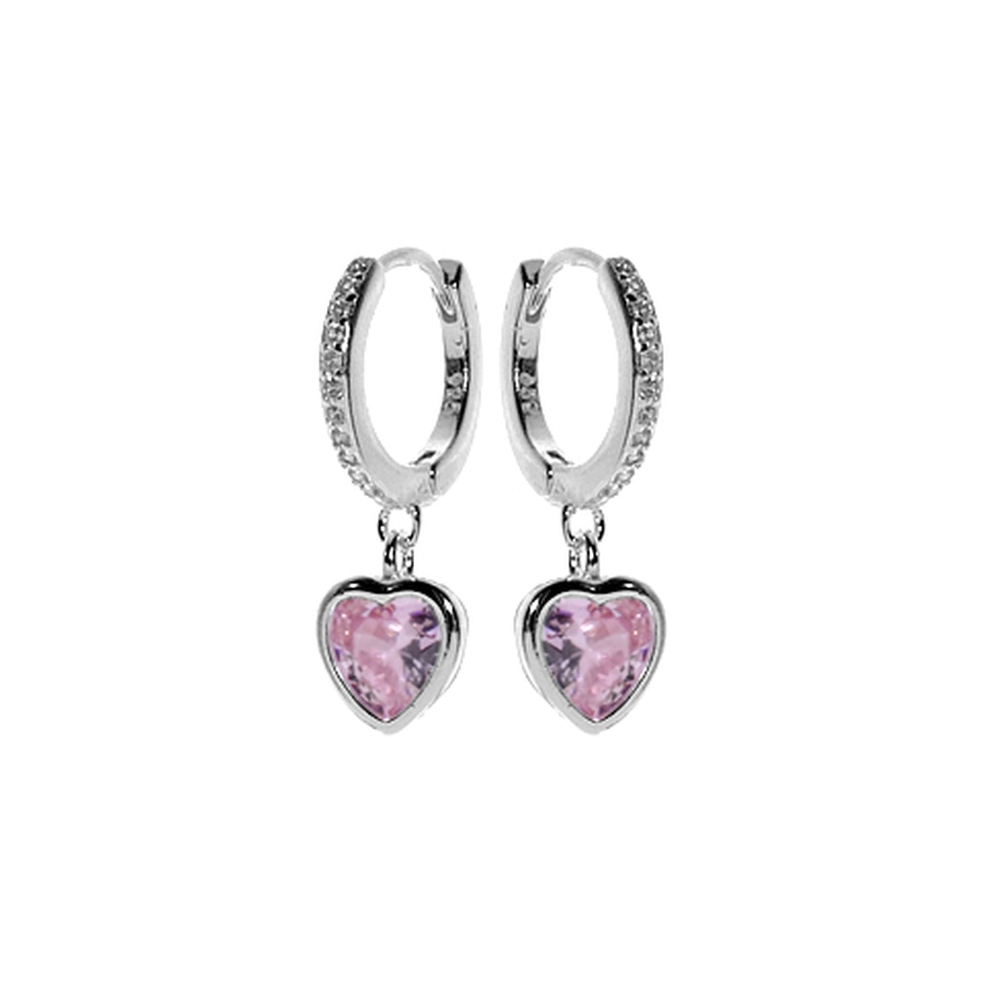 Kenzie pink CZ heart earrings
