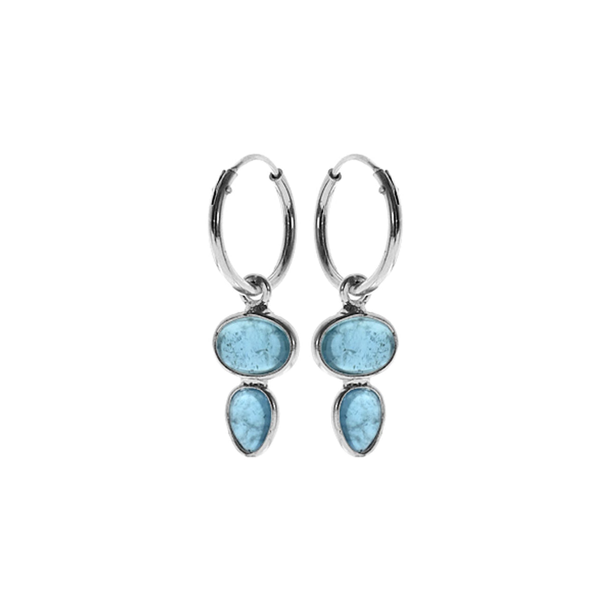 Samira hoops with oval & teardrop aquamarine