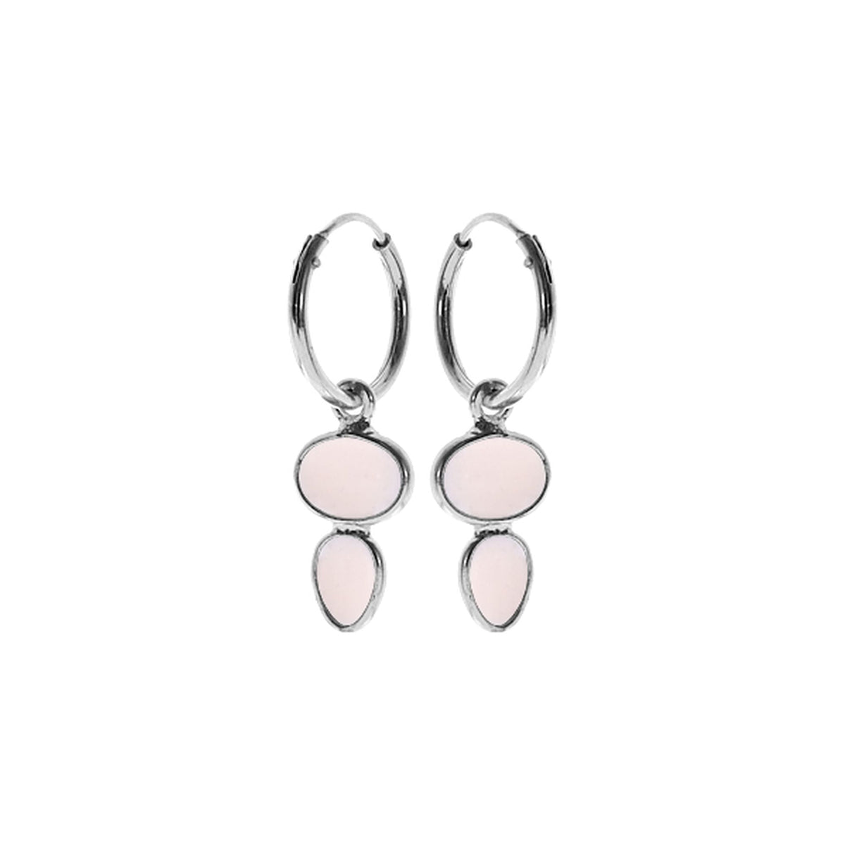 Samira hoops with oval & teardrop rose chalcedony