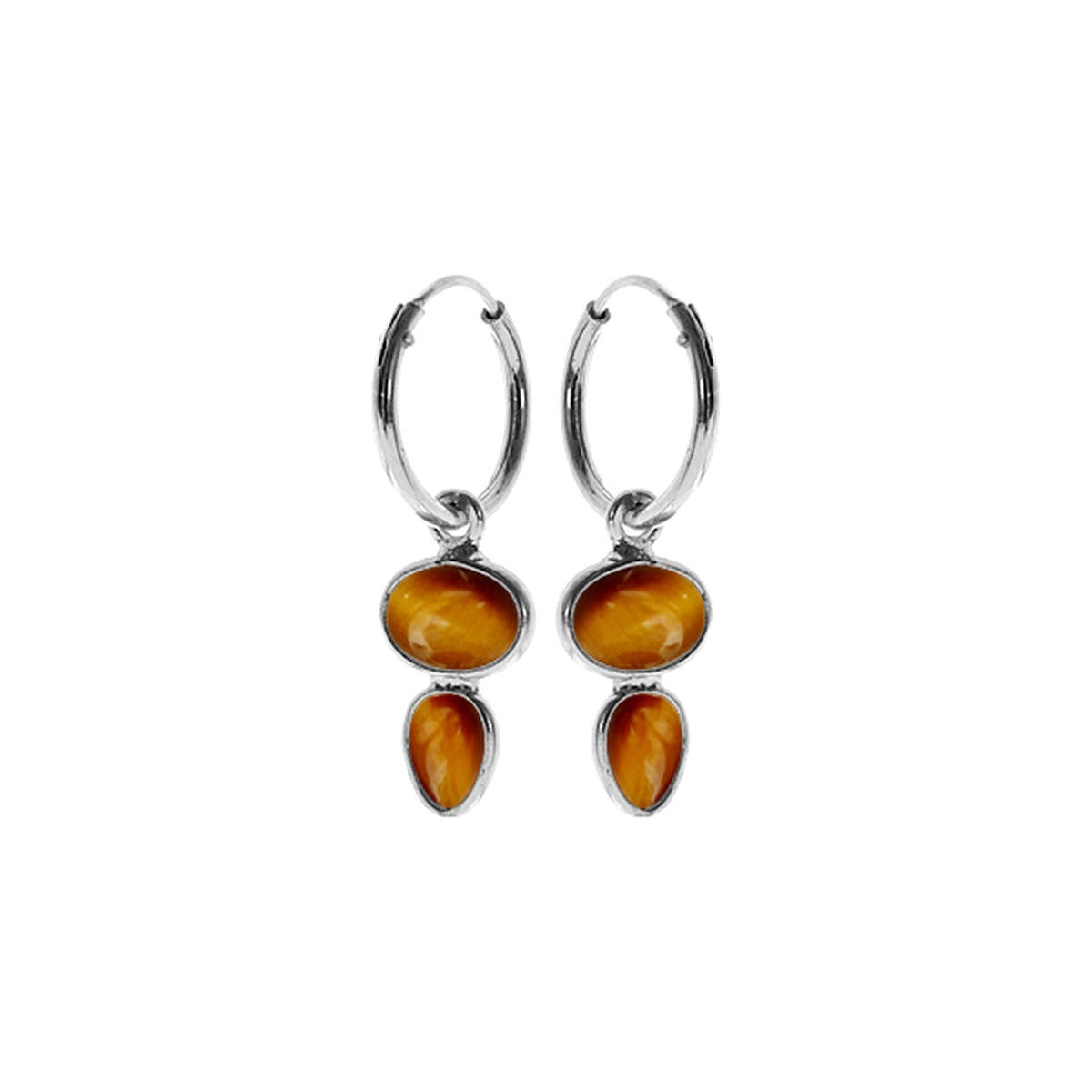 Samira hoops with oval & teardrop tiger's eye