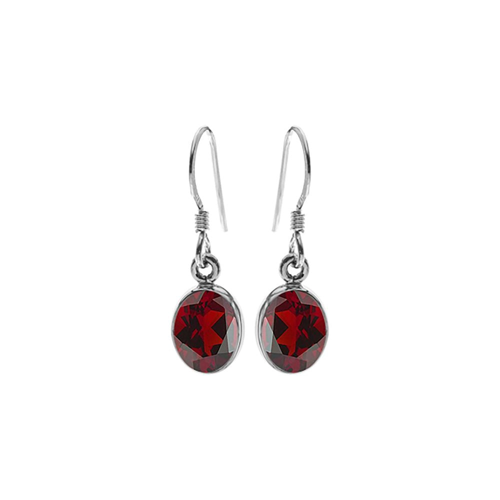 Samira garnet facet oval drop earrings