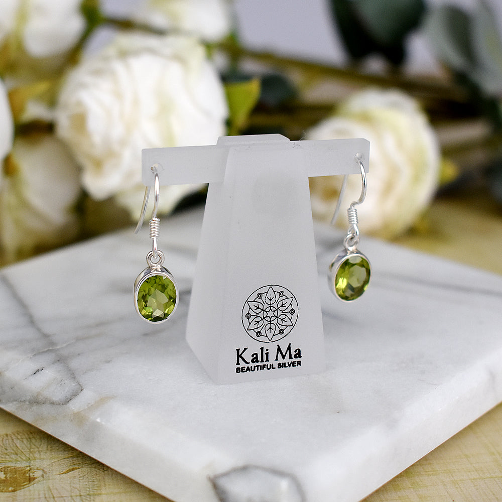 Samira peridot facet oval drop earrings