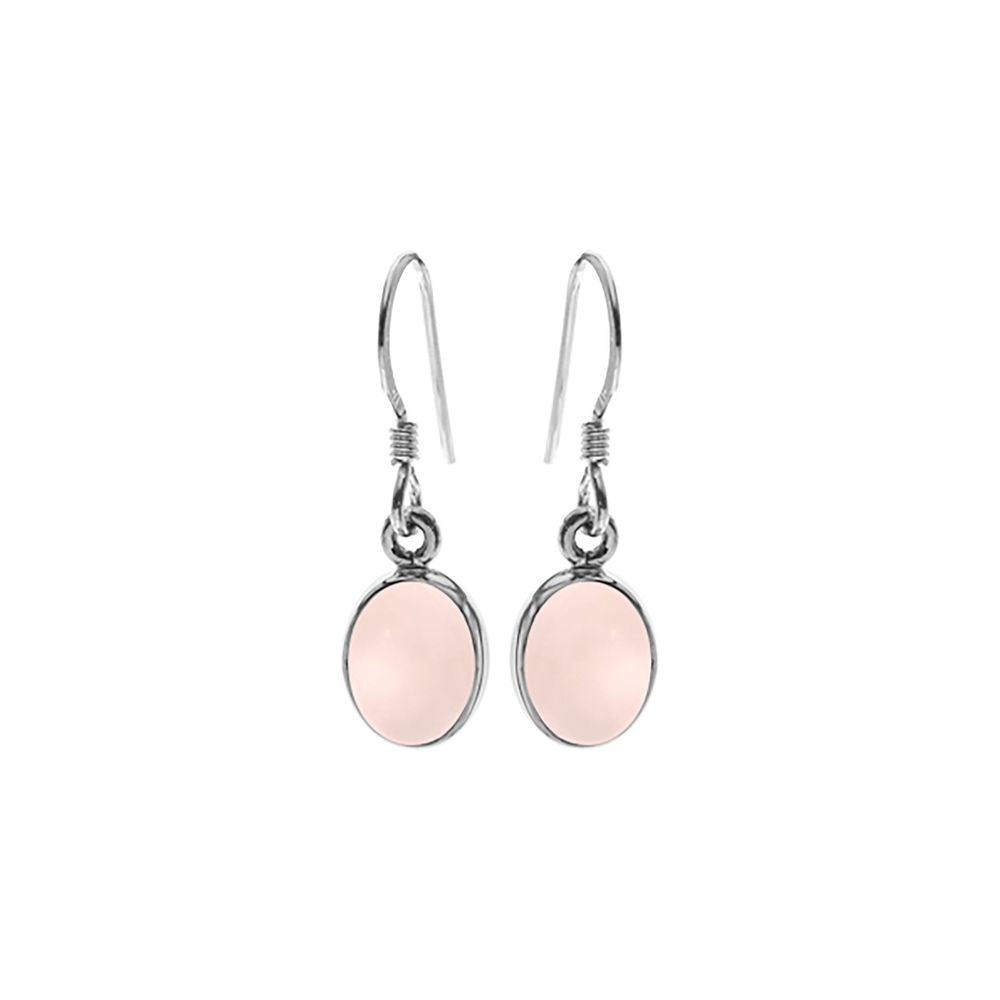 Samira rose quartz oval drop earrings