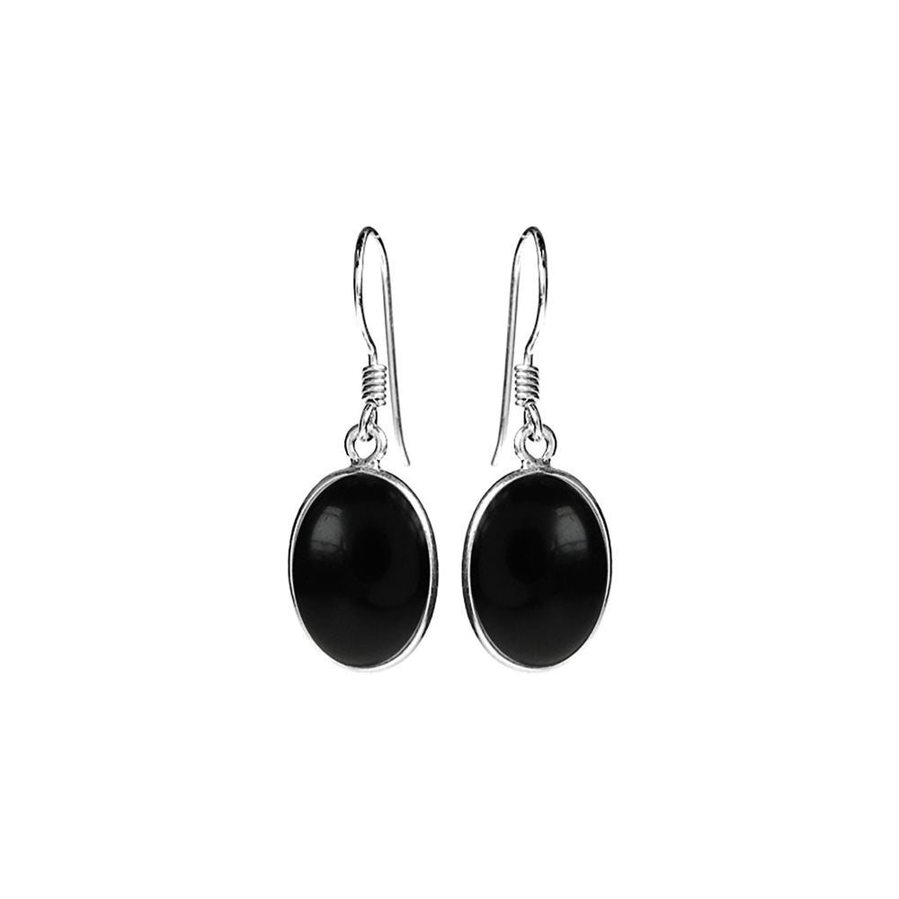 Bridget large oval black onyx earrings