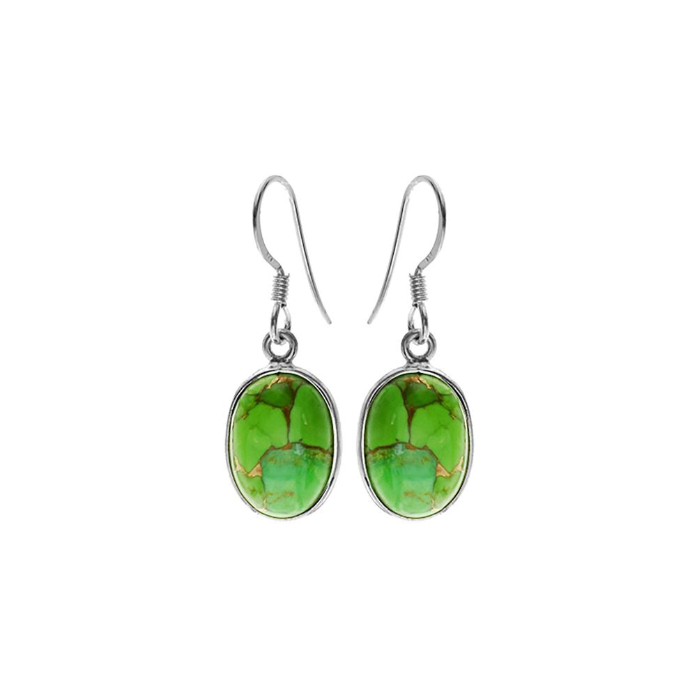 Bridget large oval green mohave turquoise earring