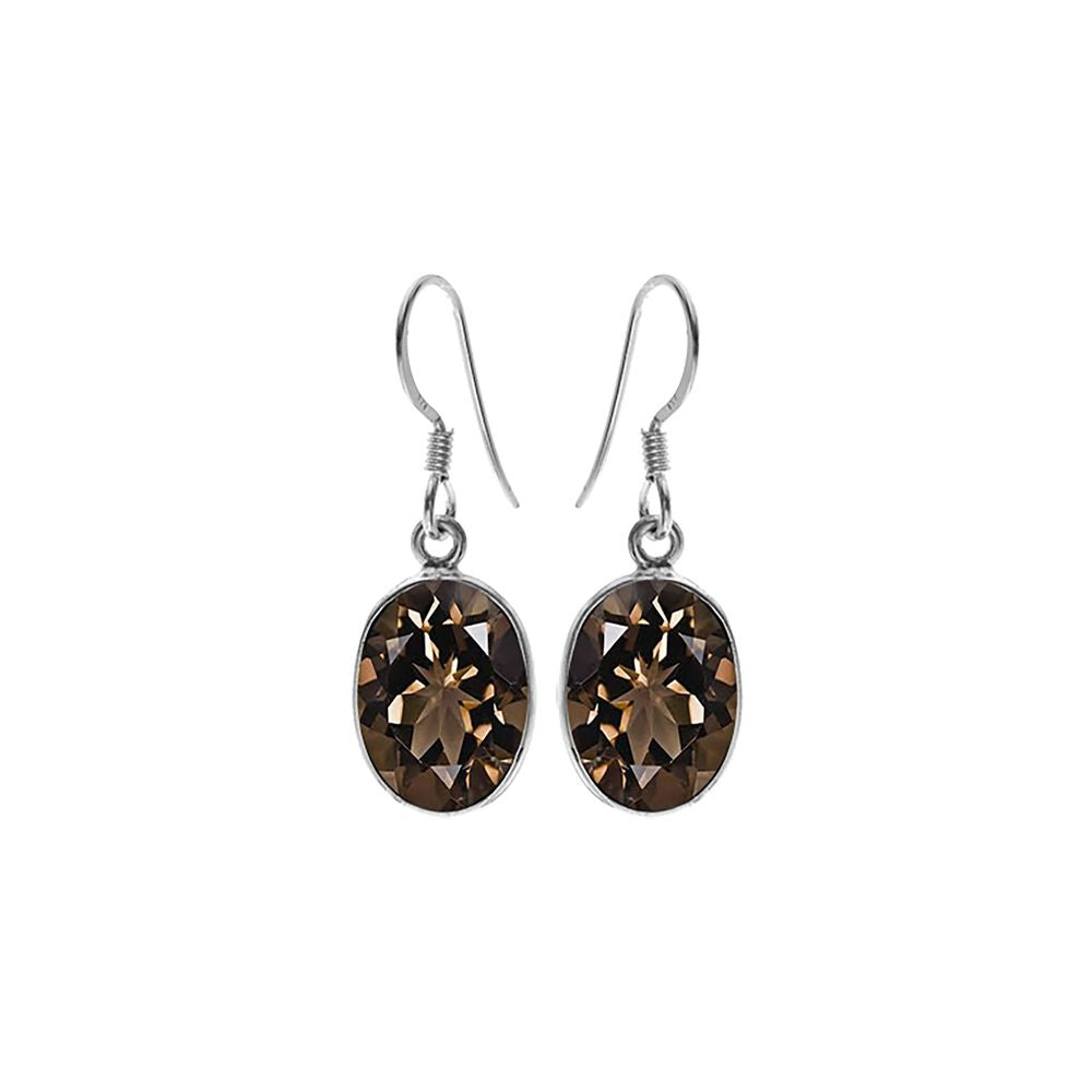 Bridget large oval smokey quartz earrings