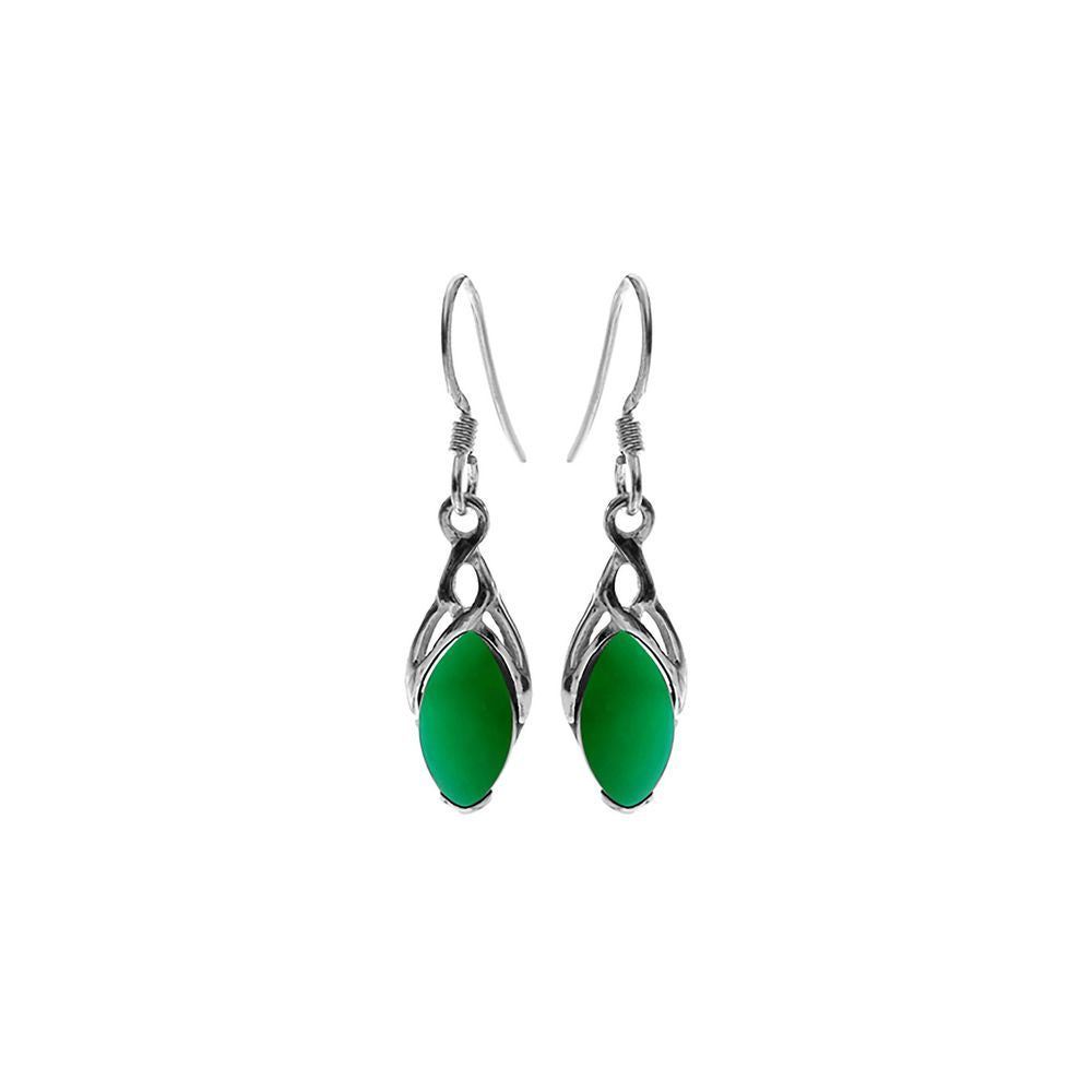 Betsy Celtic marquis green agate earrings