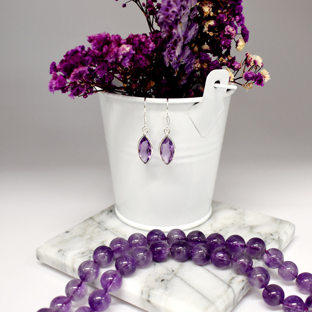 Bridget faceted amethyst marquis earrings
