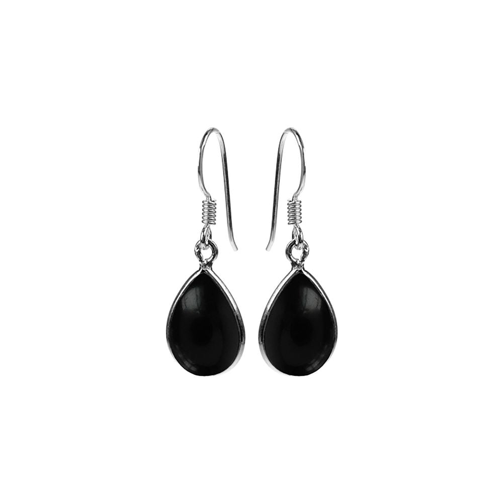Bridget large teardrop black onyx earrings