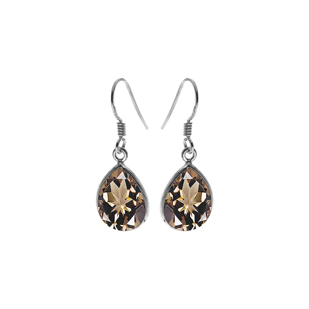 Bridget large teardrop smokey quartz earrings
