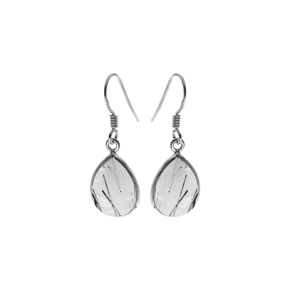 Bridget large teardrop tourmalated quartz earrings